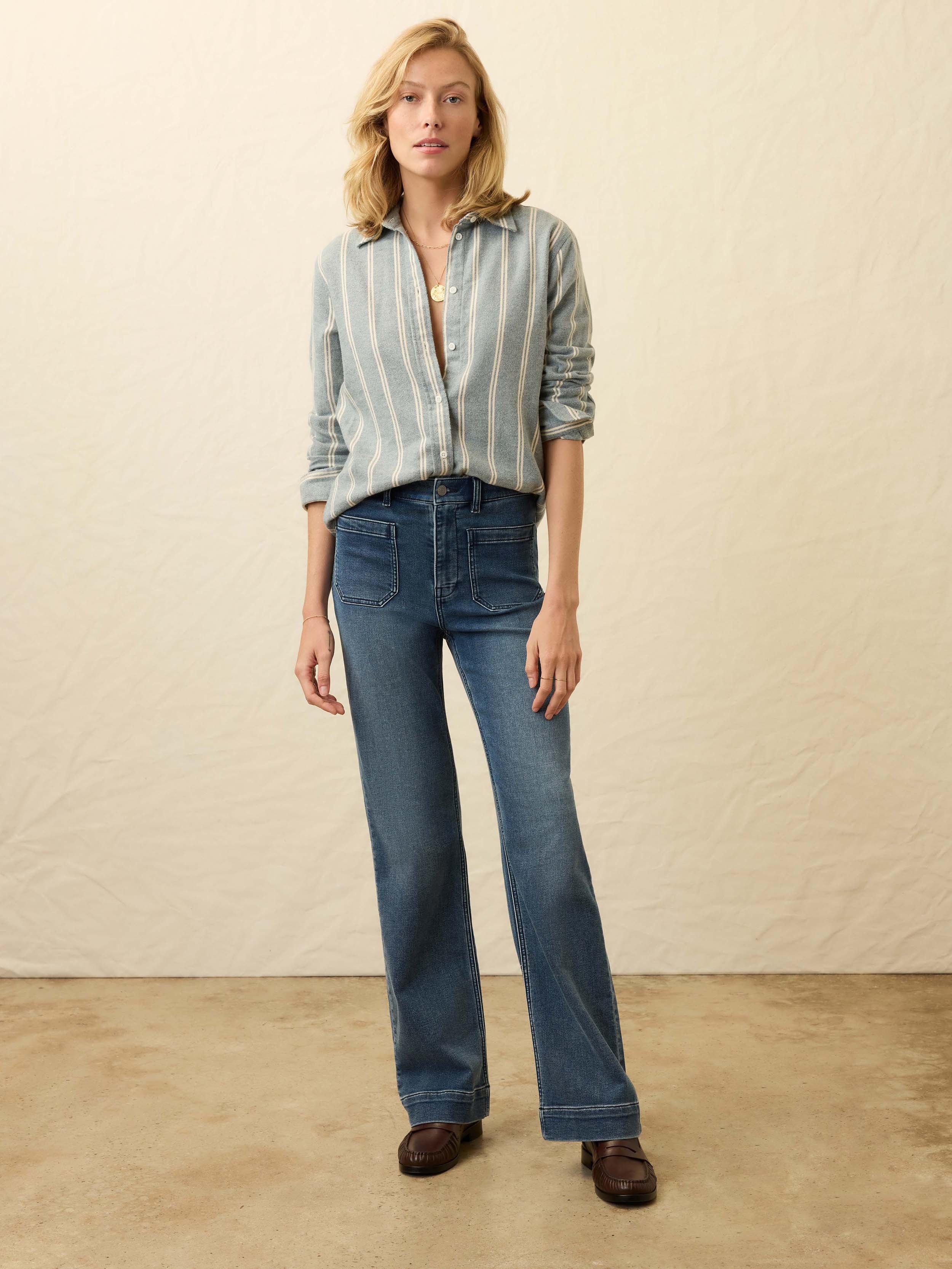 Heirloom Portuguese Flannel Relaxed Shirt - Blue Cove Stripe