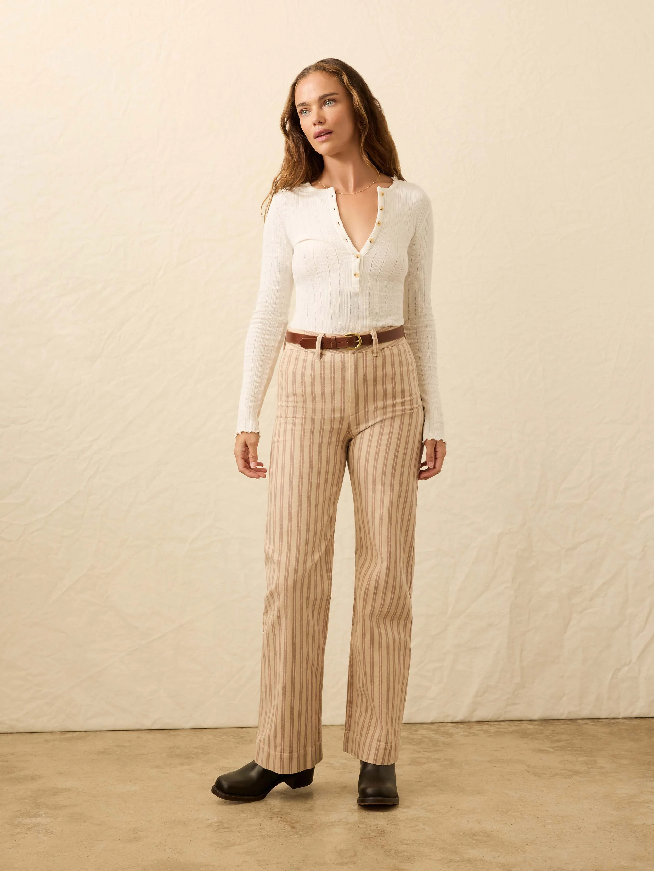 Paradise Pointelle Henley - Egret