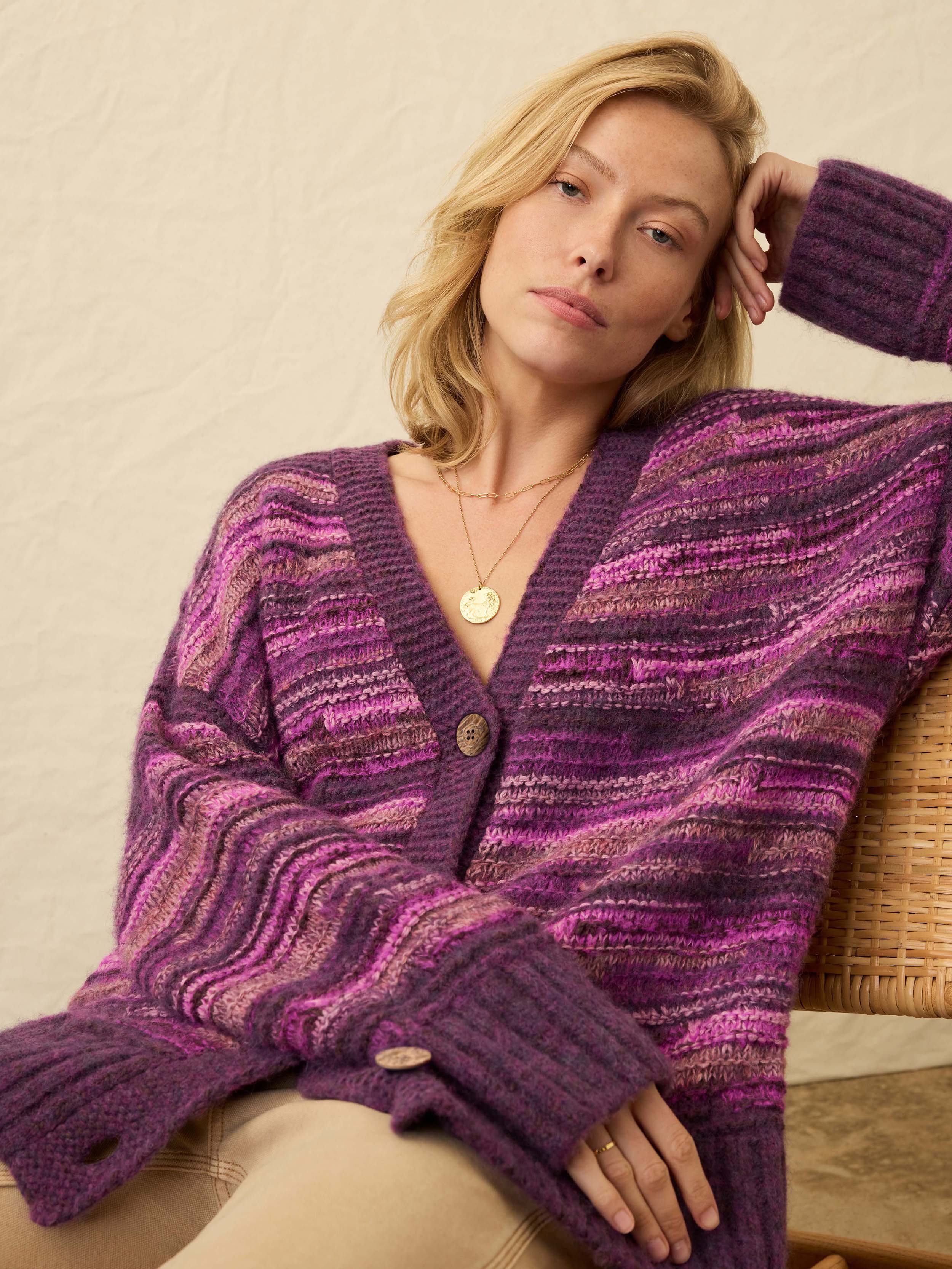 Cliffwalk Cardigan - Rose Dye Vines
