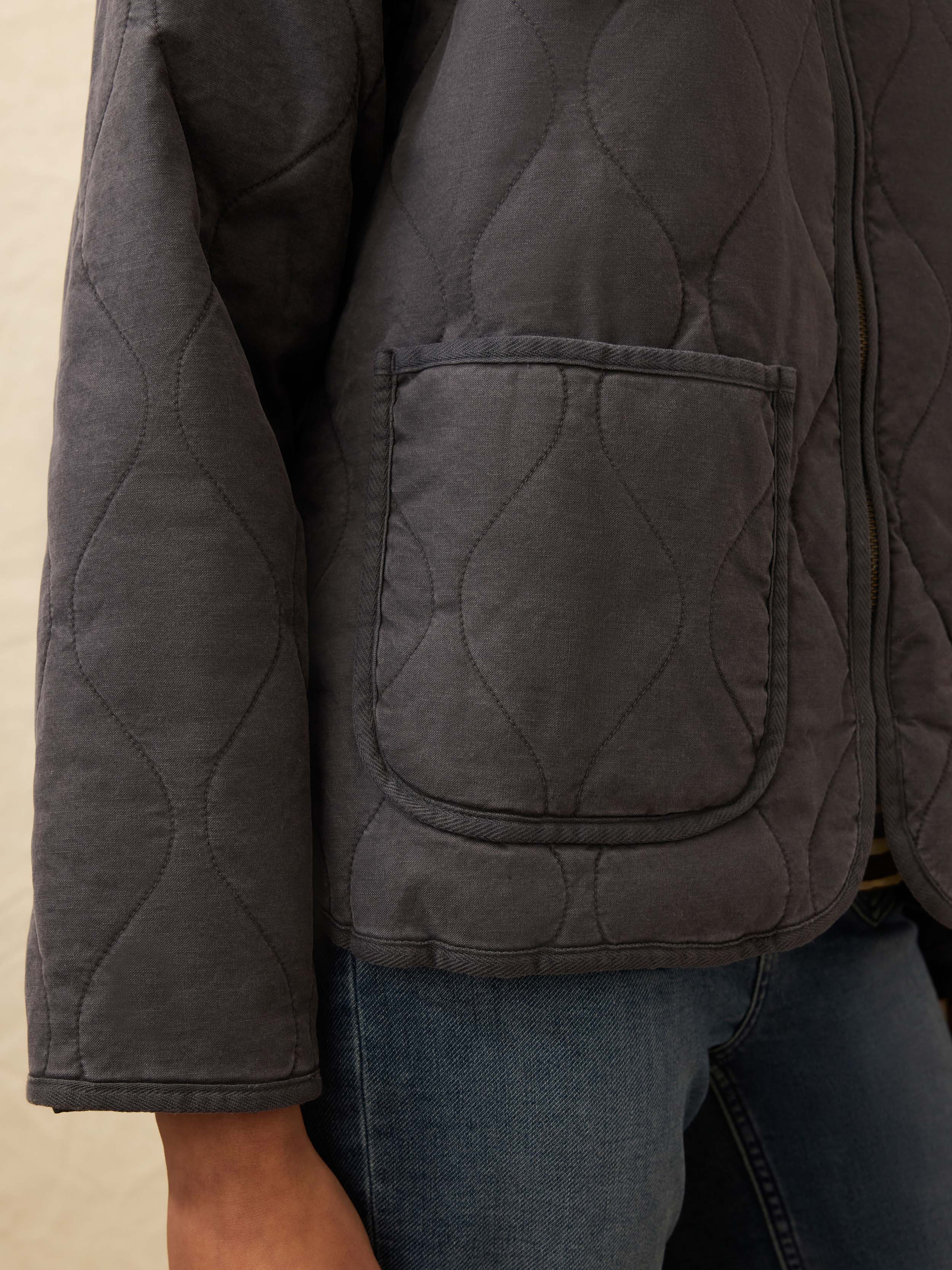 Sunwashed Quilted Jacket - Washed Charcoal