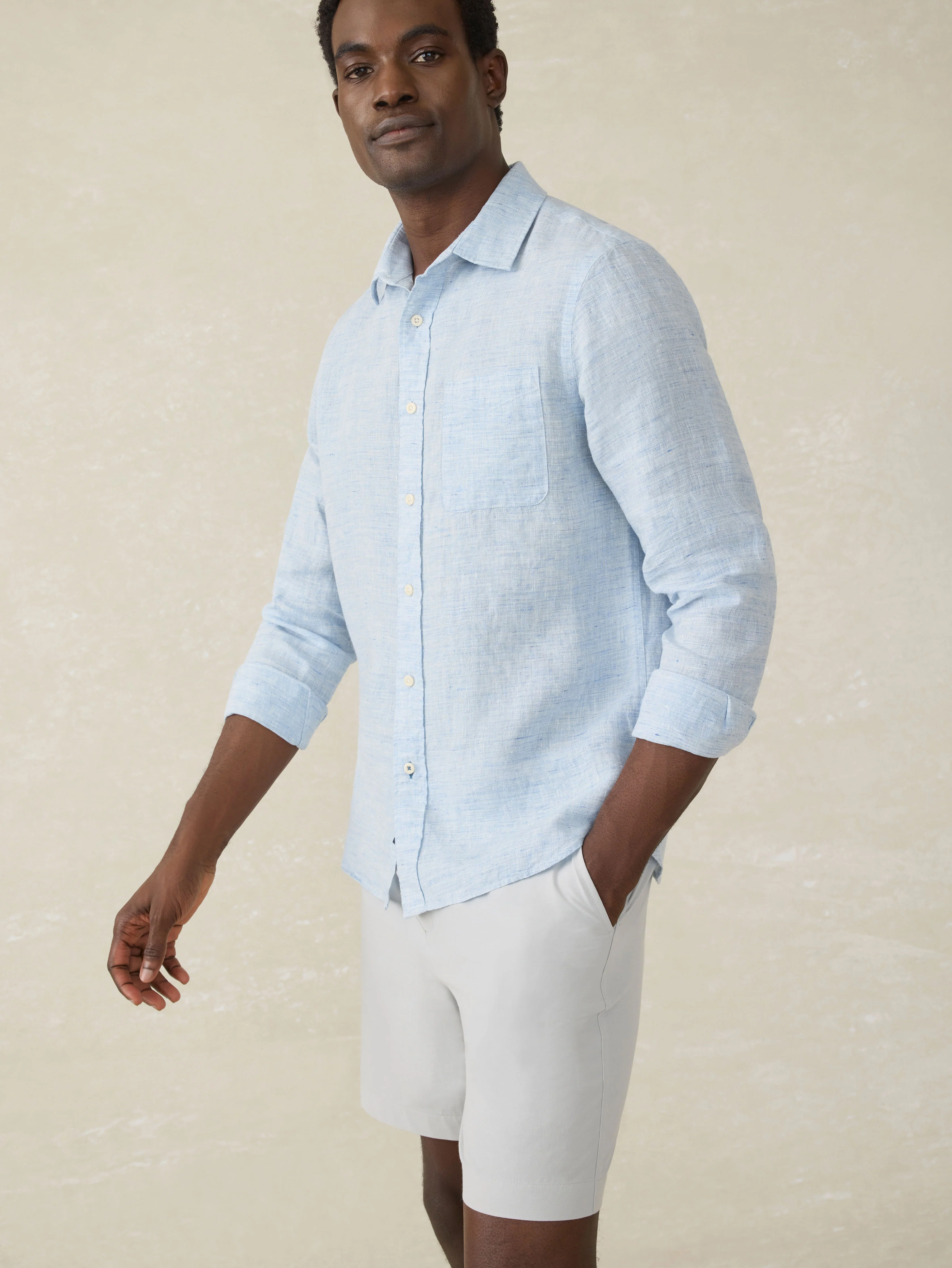 Laguna Linen Shirt - Light Blue Melange