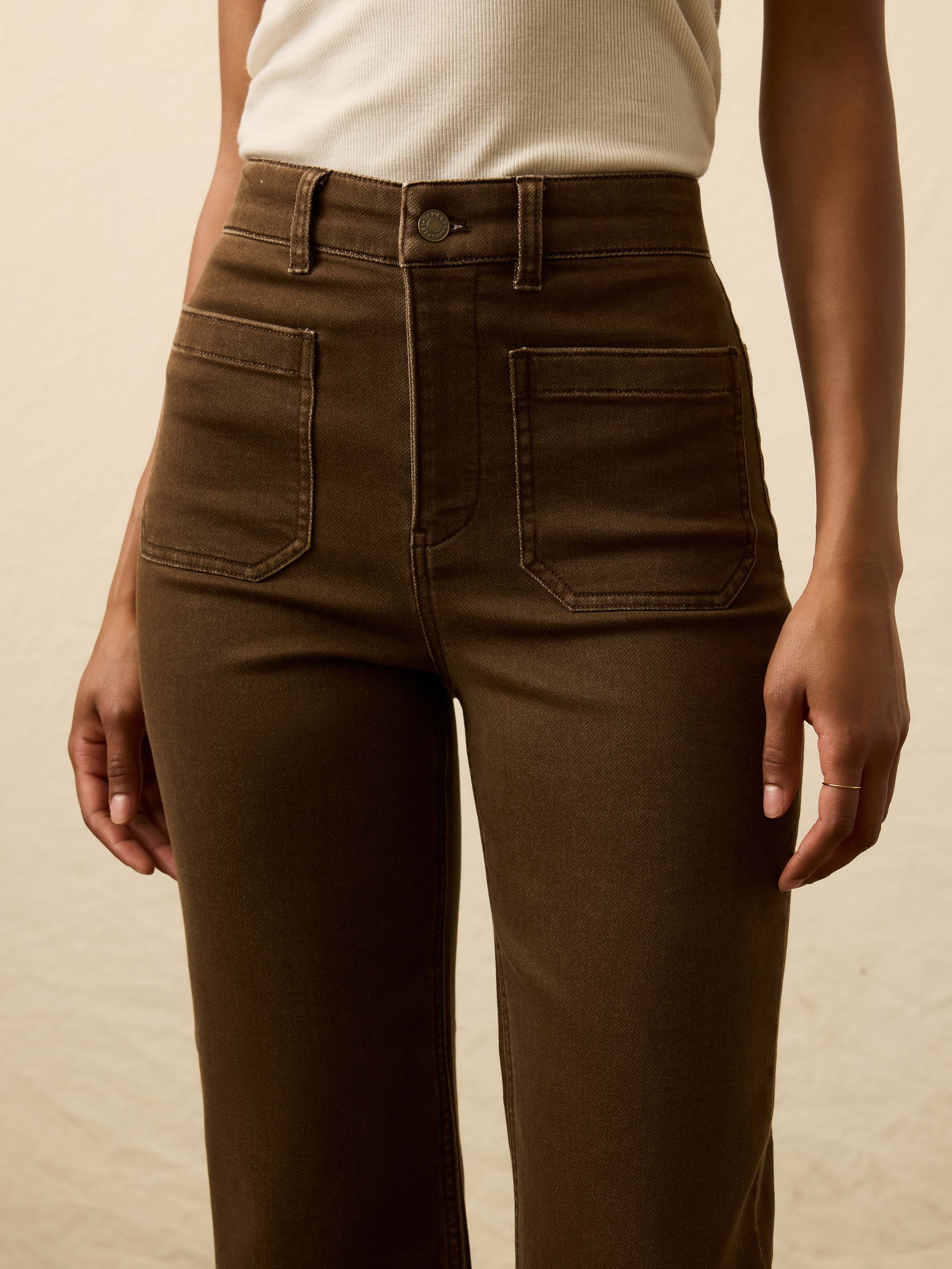 Stretch Terry Patch Pocket Ankle Pant - Walnut