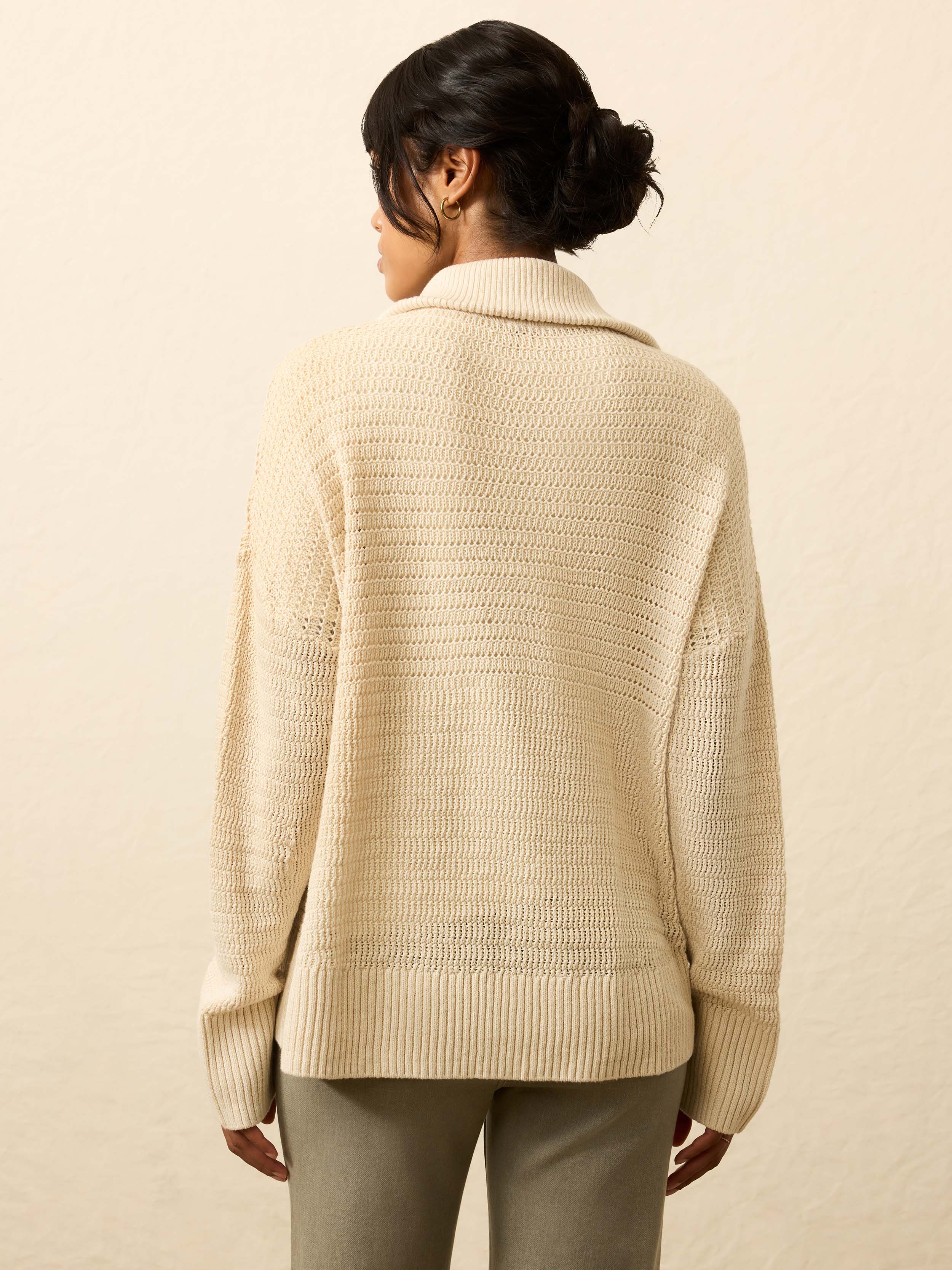 Miramar Linen Quarter Zip - Summer Sand