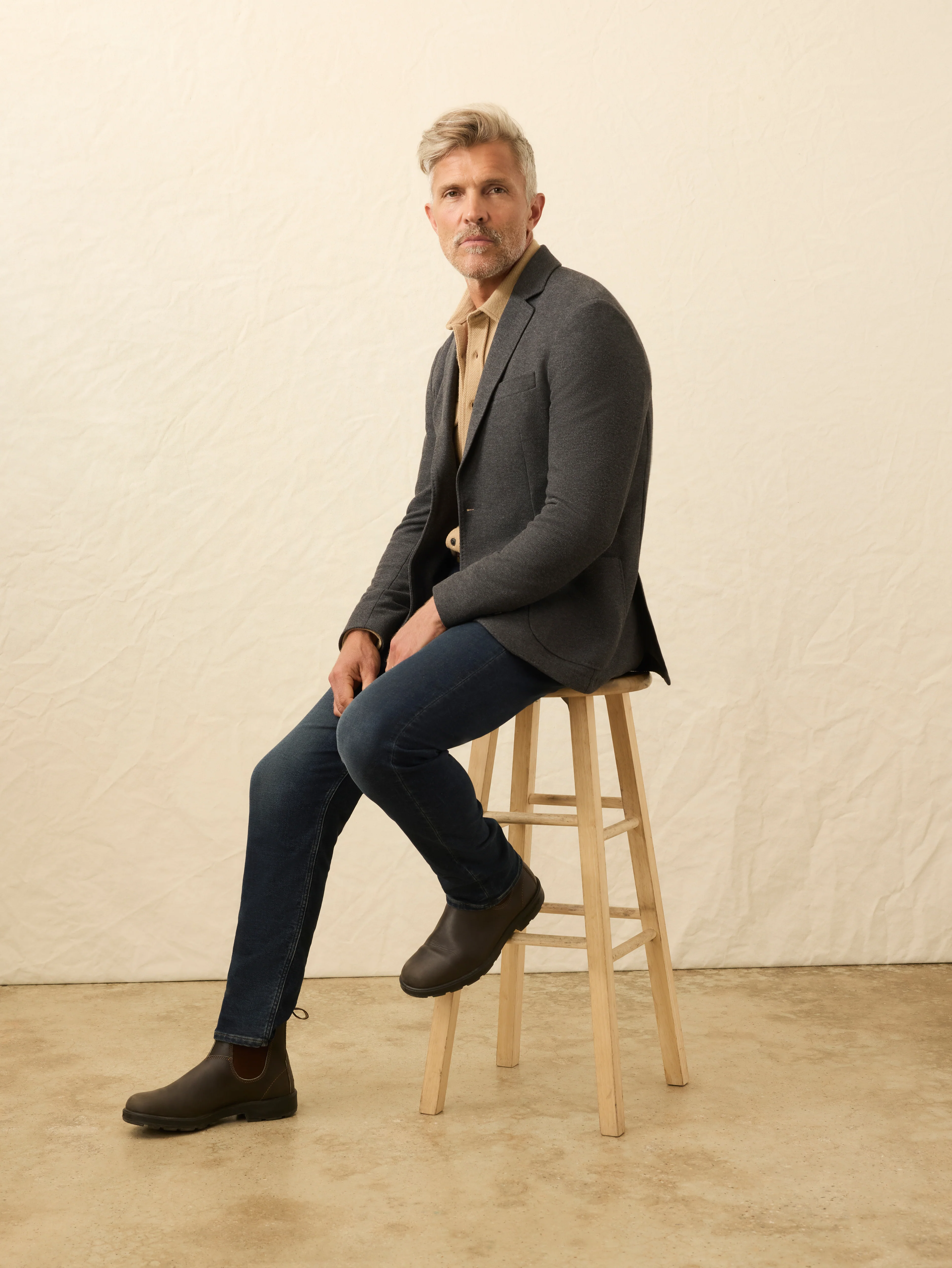 Portugal Knit Blazer - Charcoal Cliff