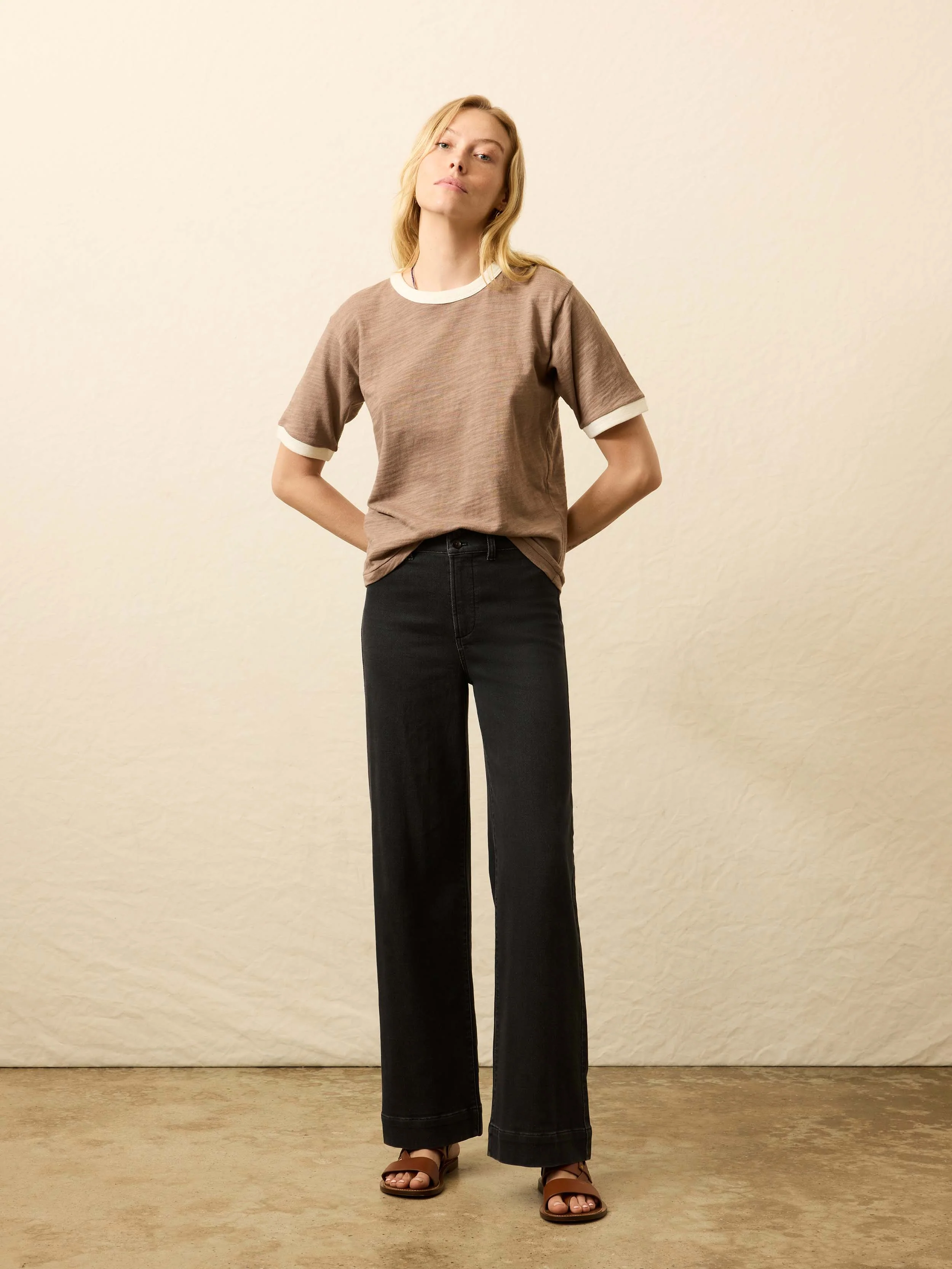 Stretch Terry Sailor Trouser - Onyx Black