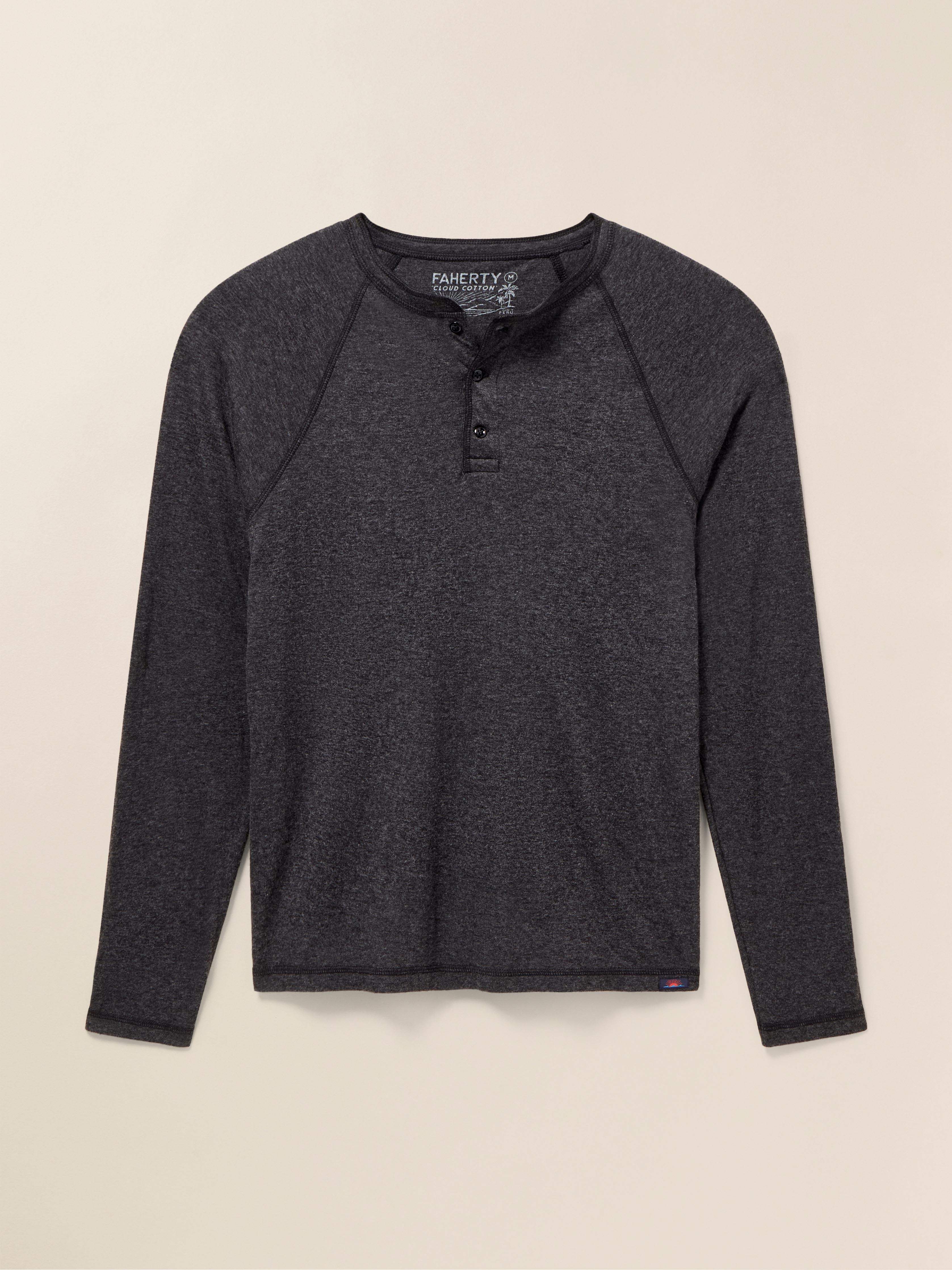 Long-Sleeve Cloud Henley - Charcoal Heather