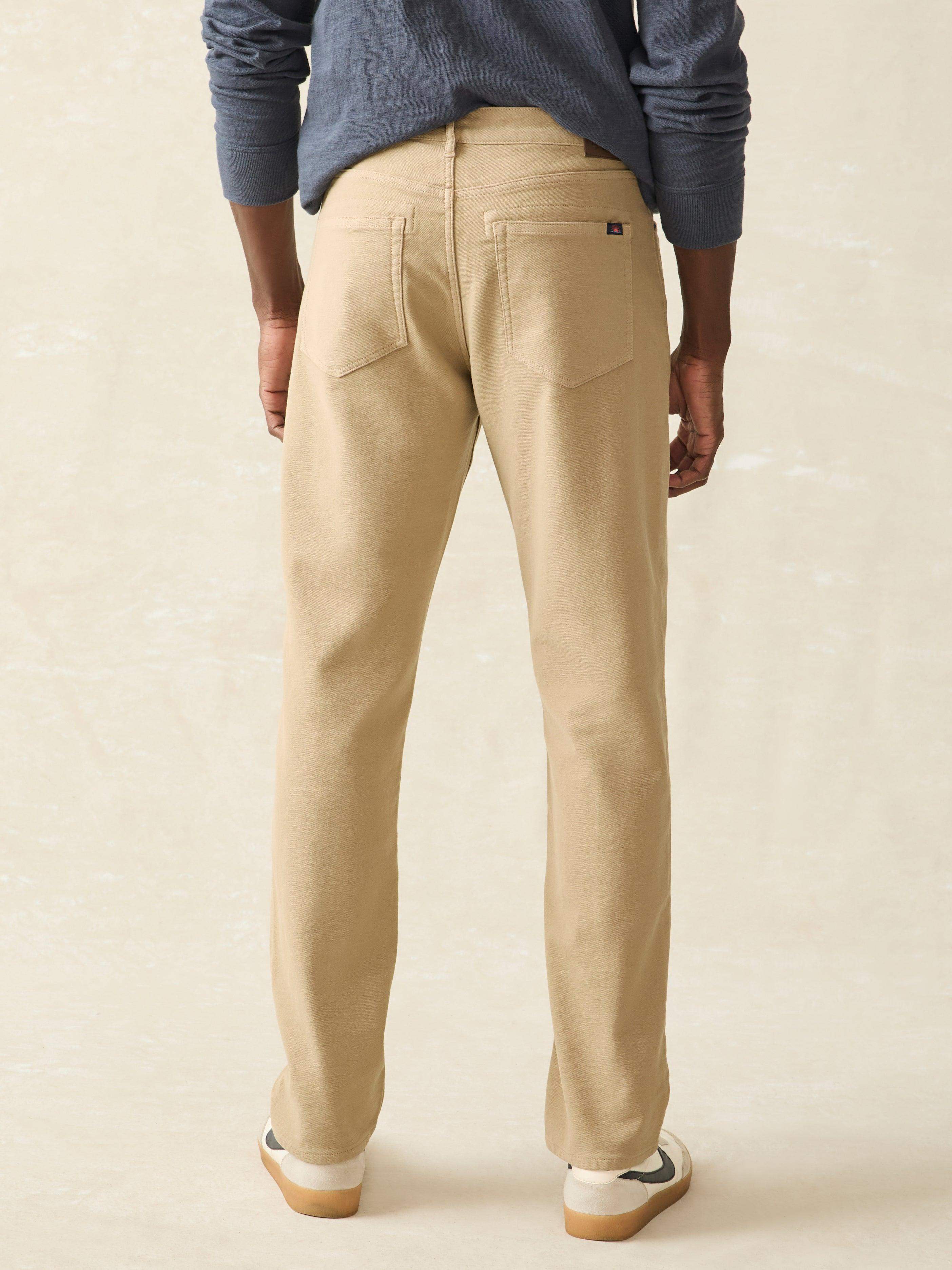 Stretch Terry 5-Pocket Athletic Fit Pant- Desert Khaki
