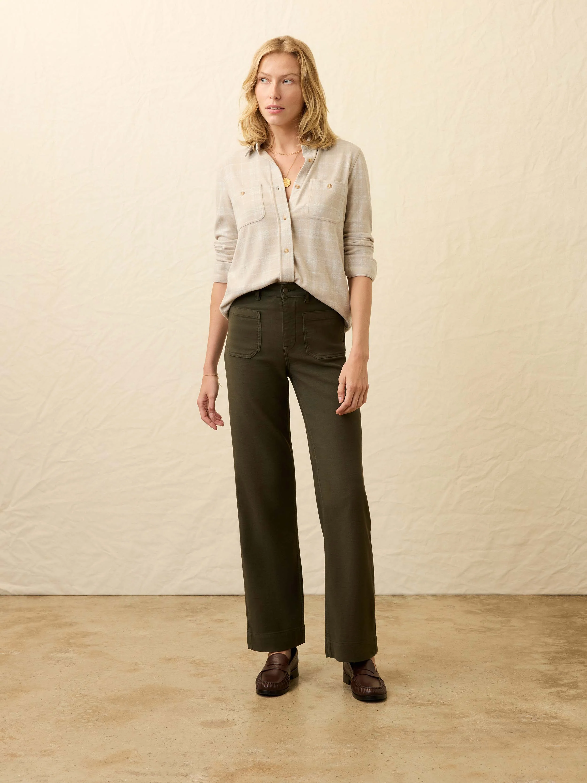 Stretch Terry Patch Pocket Pant - Forest Olive