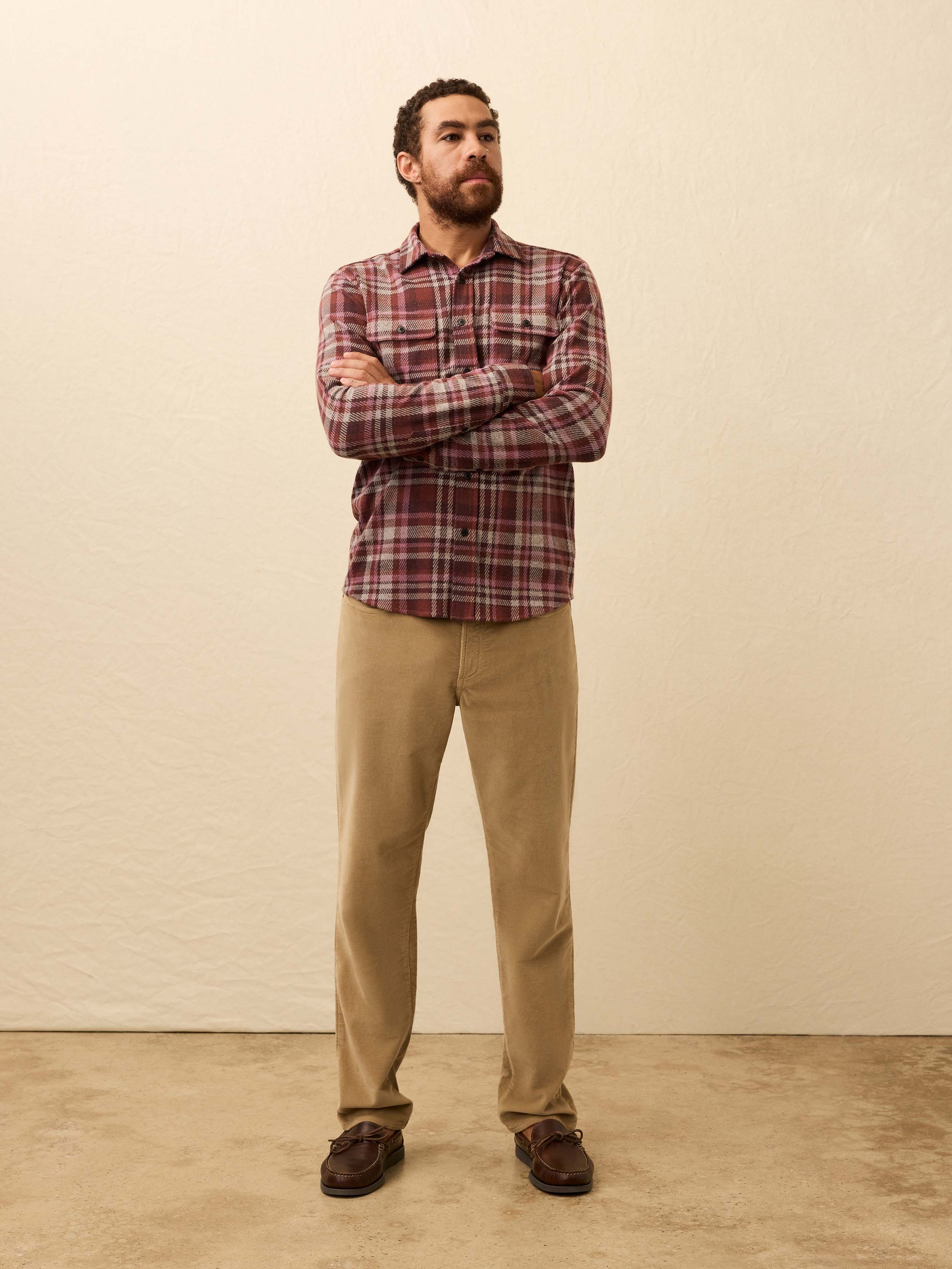 Legend Sweater Shirt - Burgundy Rose Plaid