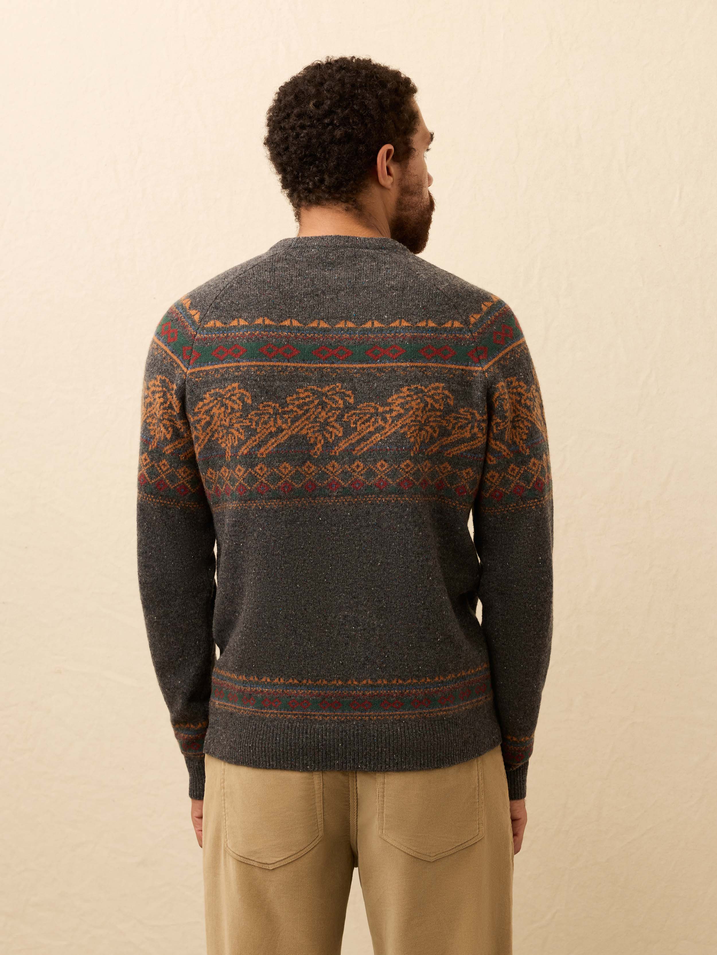 Donegal Crew Sweater - Charcoal Coast Fairisle