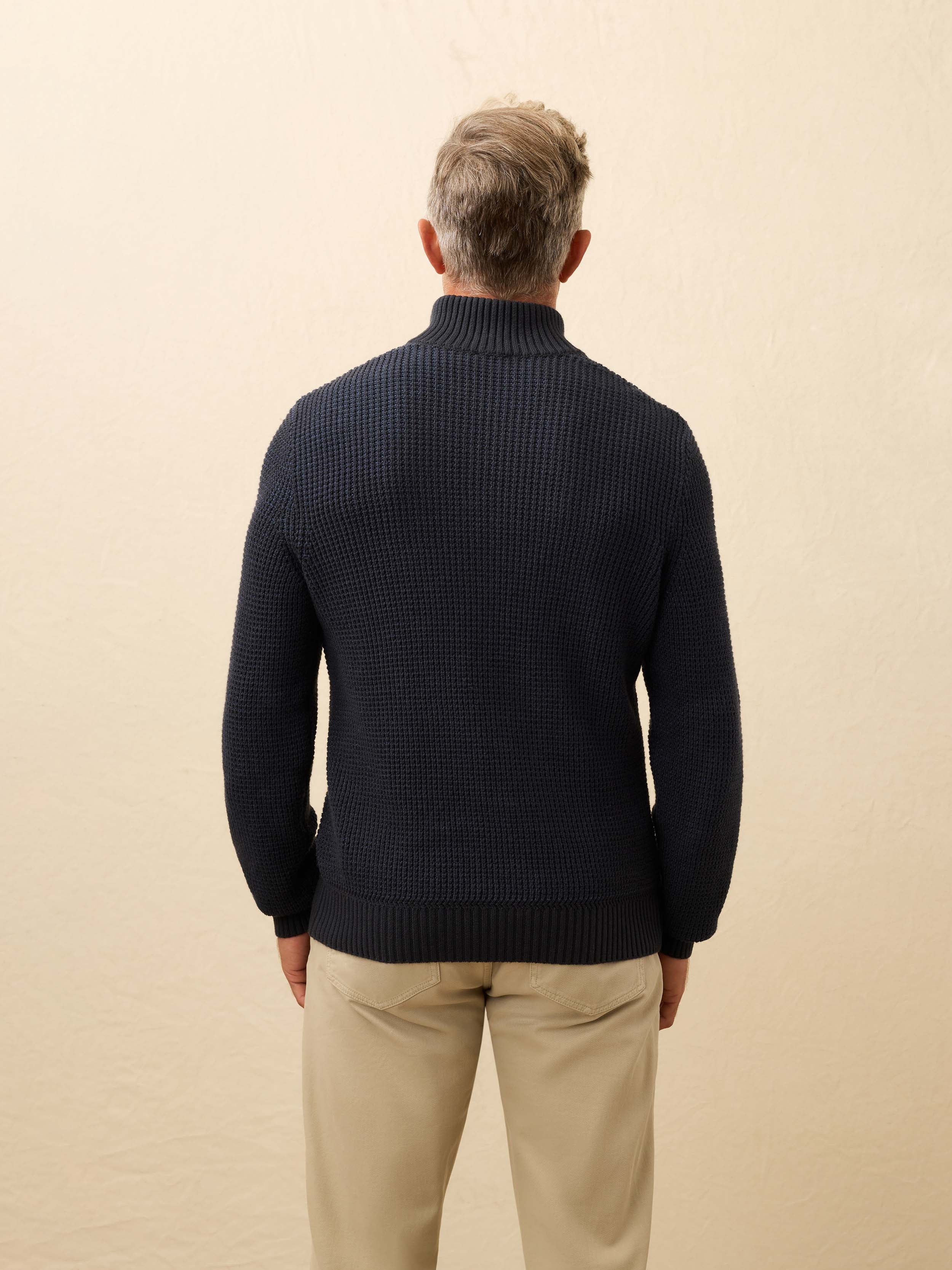 Quarter Button Sweater - Winter Navy