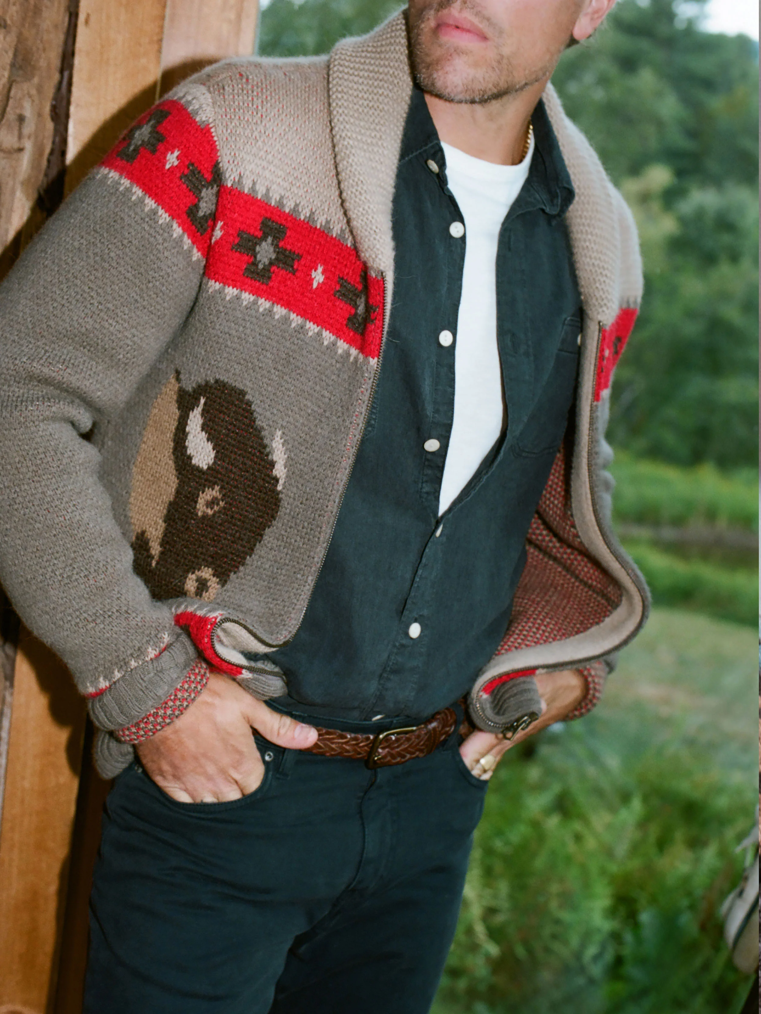Steven Paul Judd Buffalo Zip Cardigan - Brown Winter Prairie