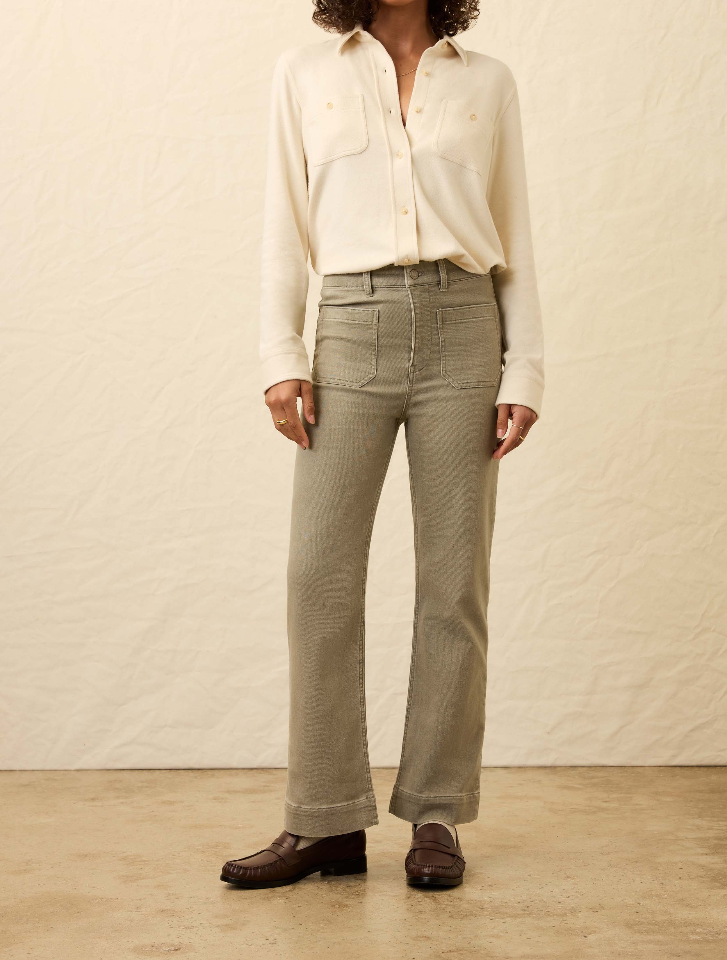 Stretch Terry Patch Pocket Ankle Pant - Coastal Sage