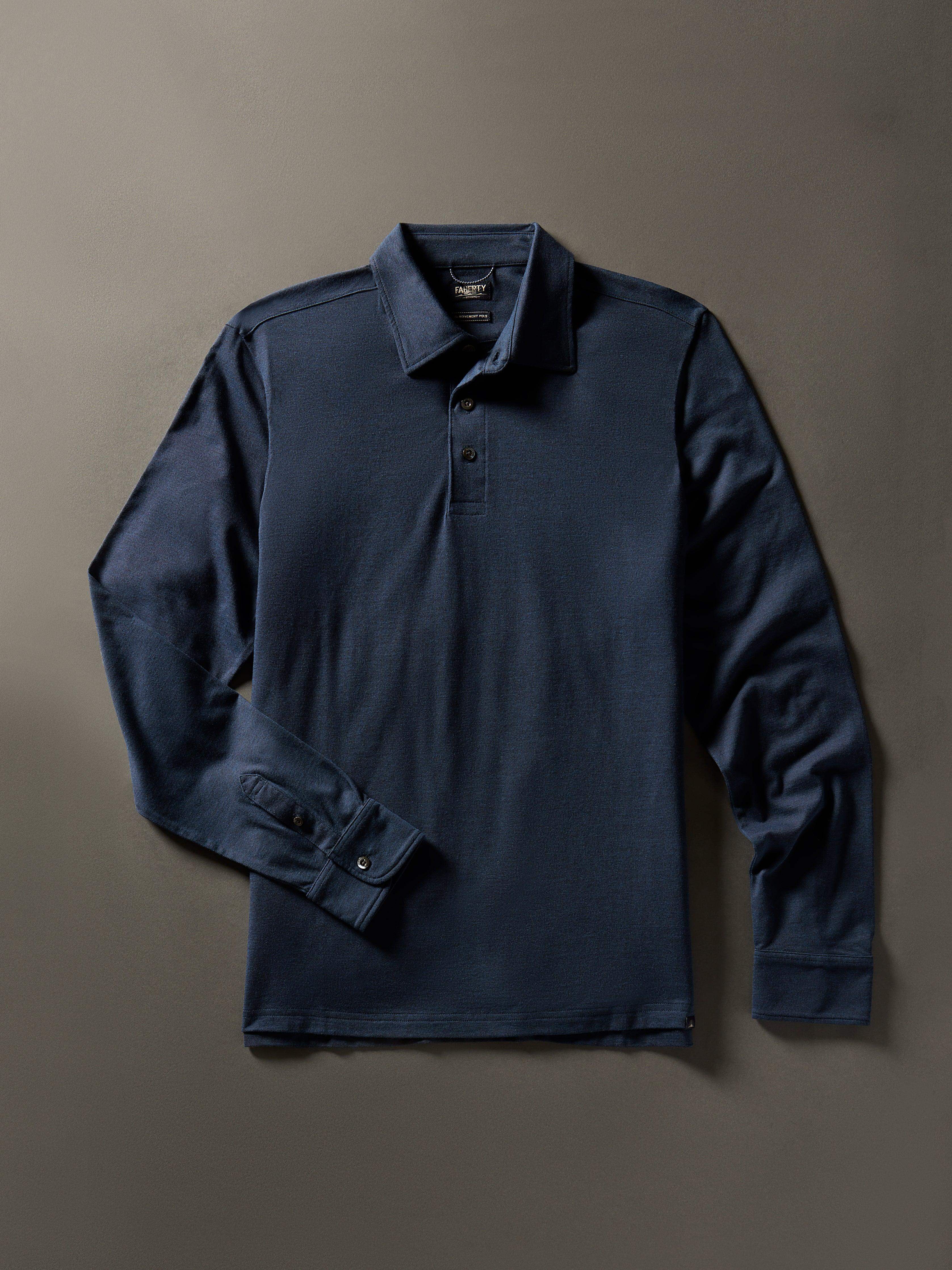 Long-Sleeve Movement™ Pique Polo - Harbor Night Heather