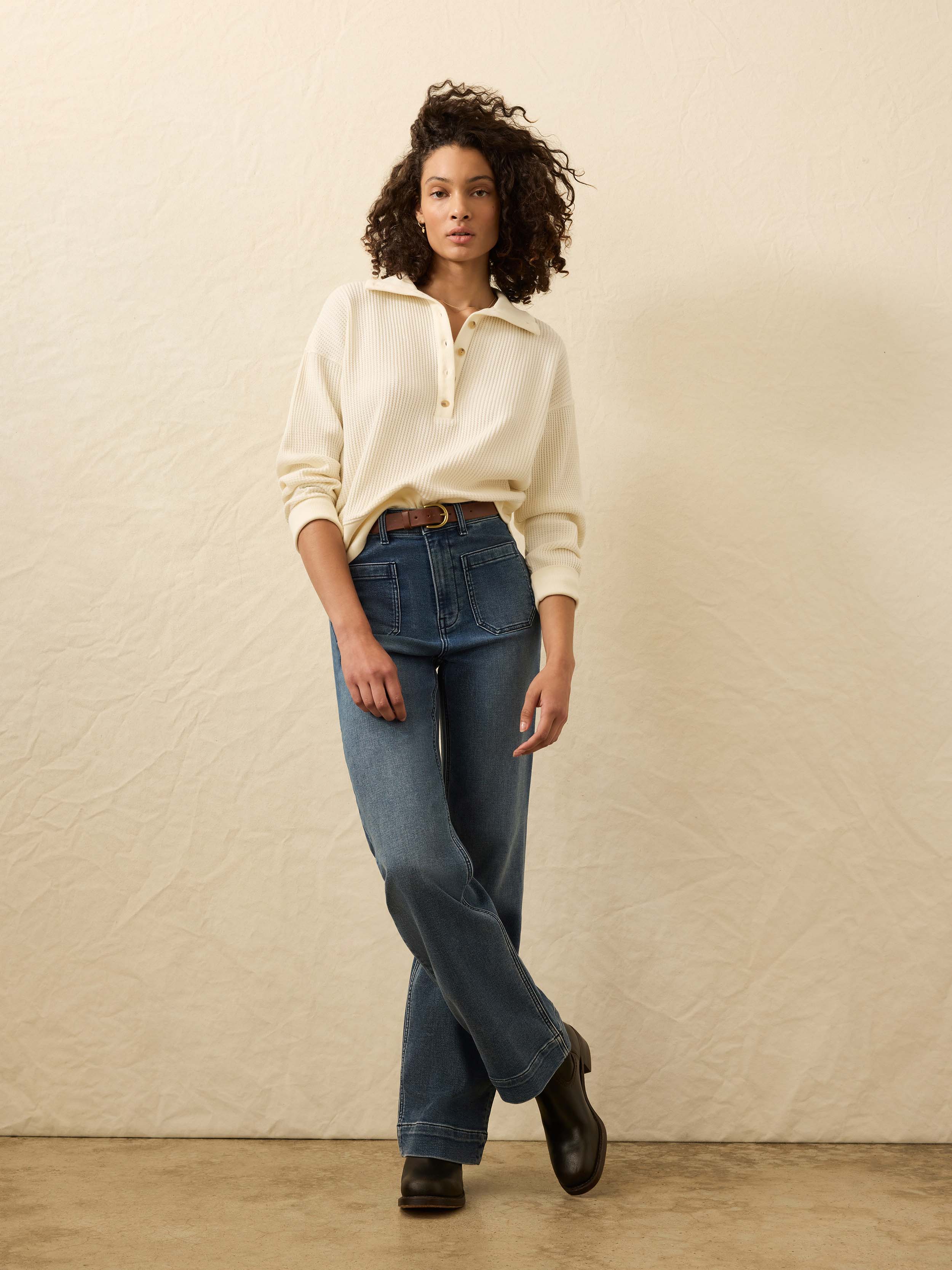 Après Waffle Henley - Coastal Cream