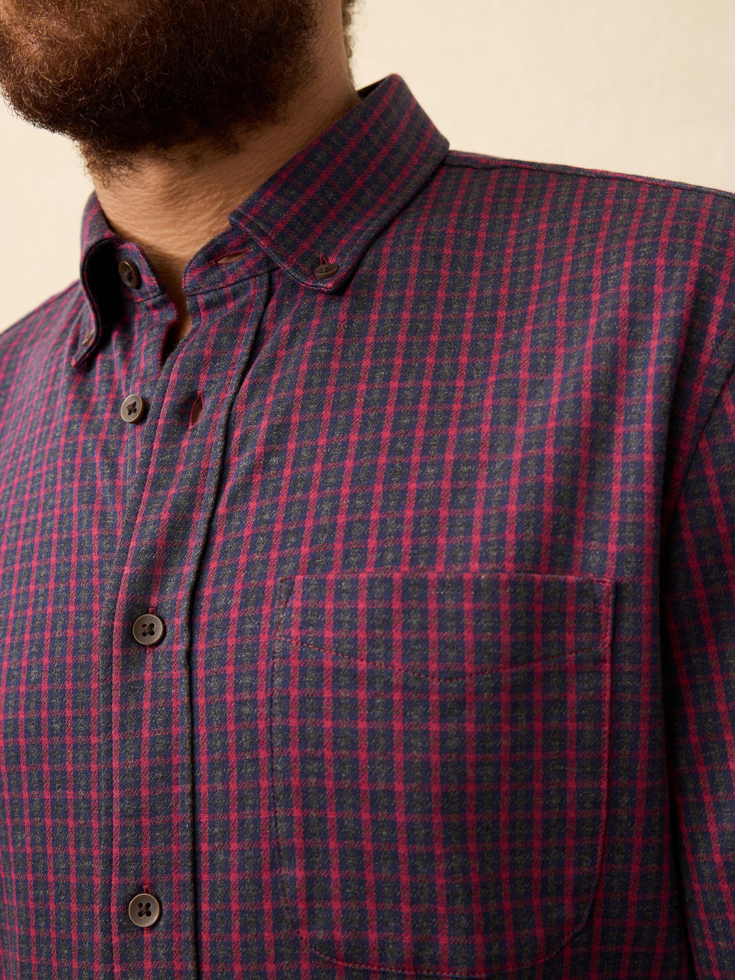 Coastline Knit Shirt - Red Dusk Check