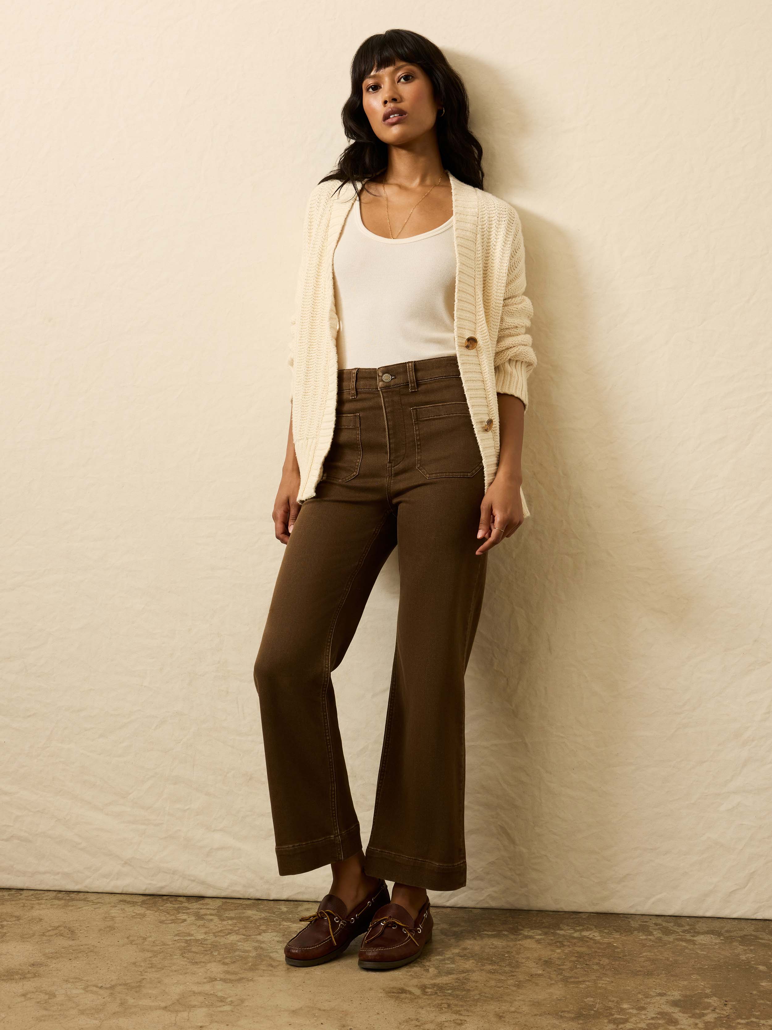 Stretch Terry Patch Pocket Ankle Pant - Walnut