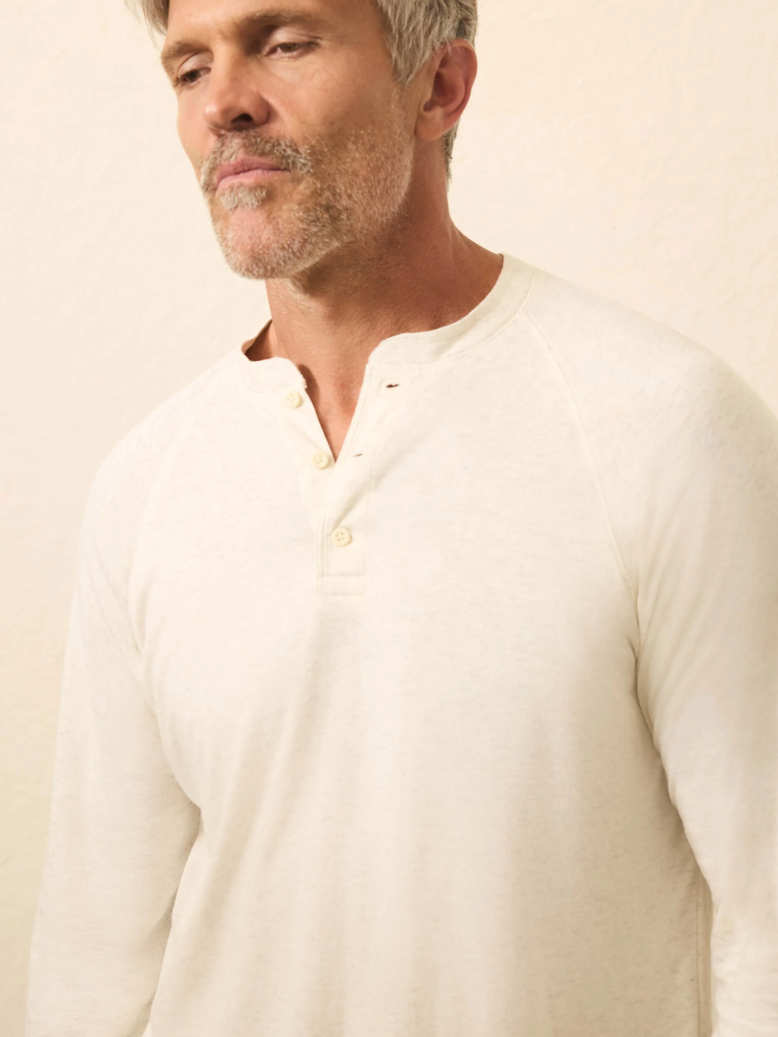 Long-Sleeve Cloud Henley - Ivory Heather