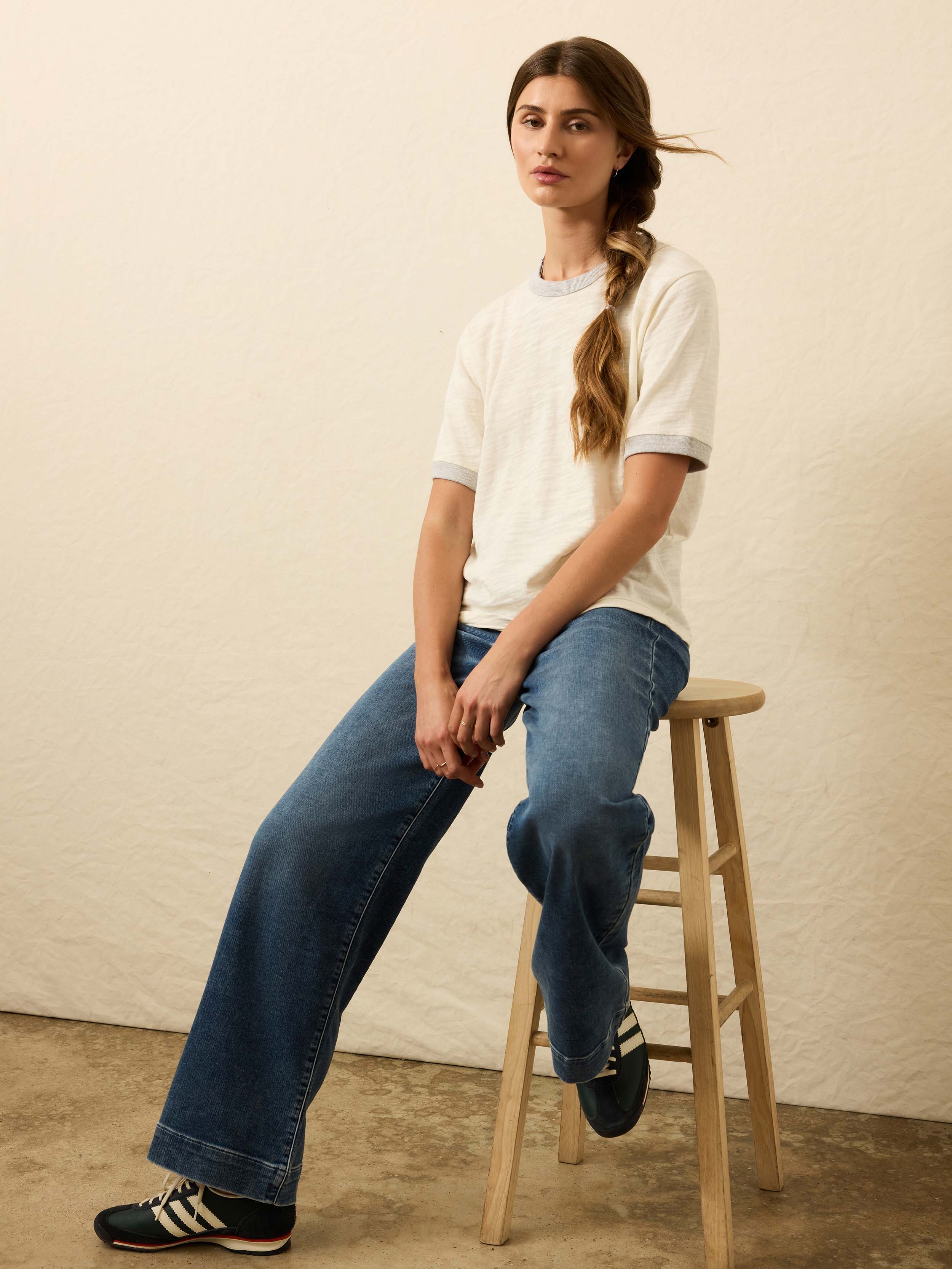 Sunwashed Slub Camp Tee - Egret