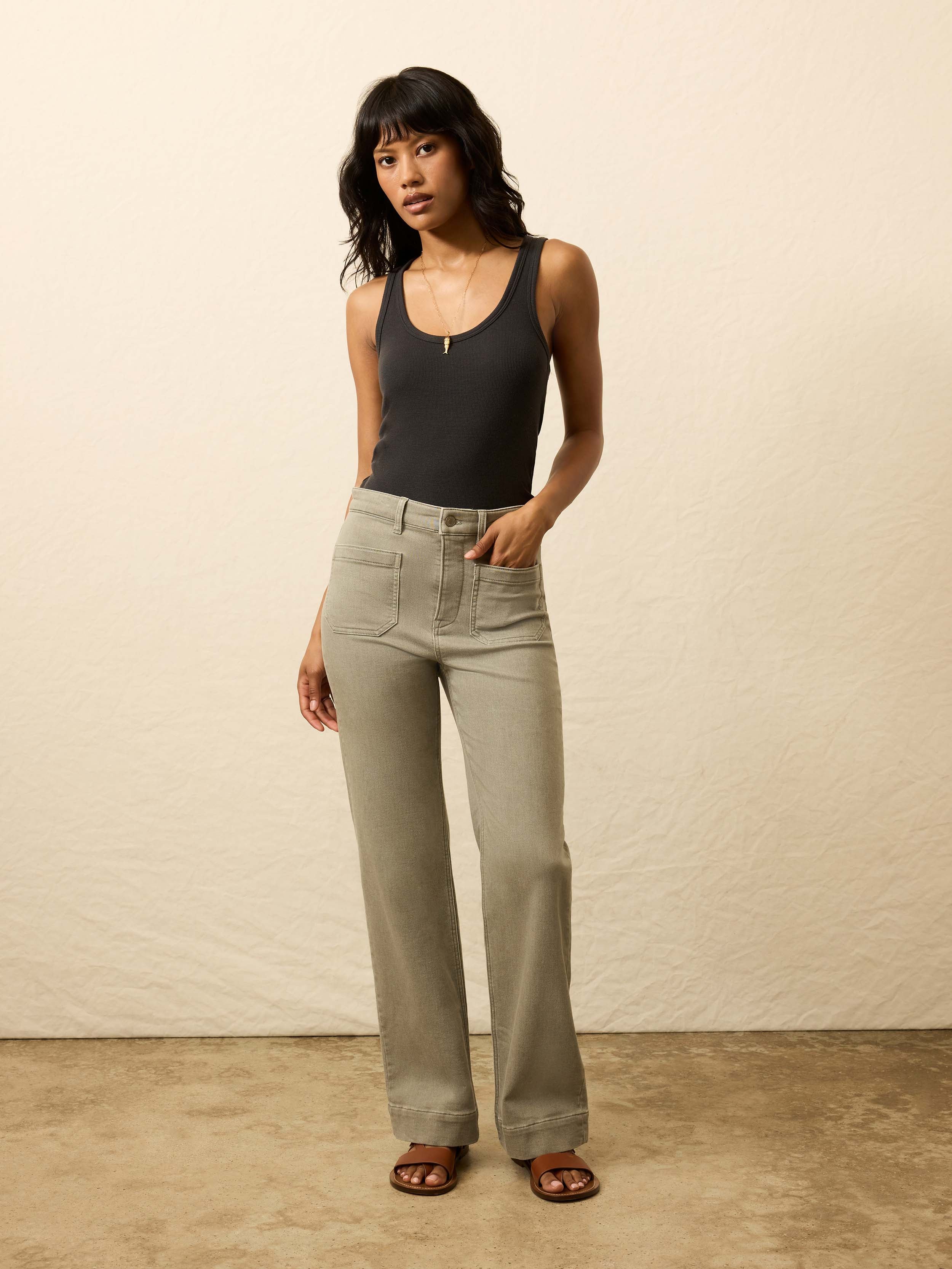 Stretch Terry Patch Pocket Pant - Coastal Sage