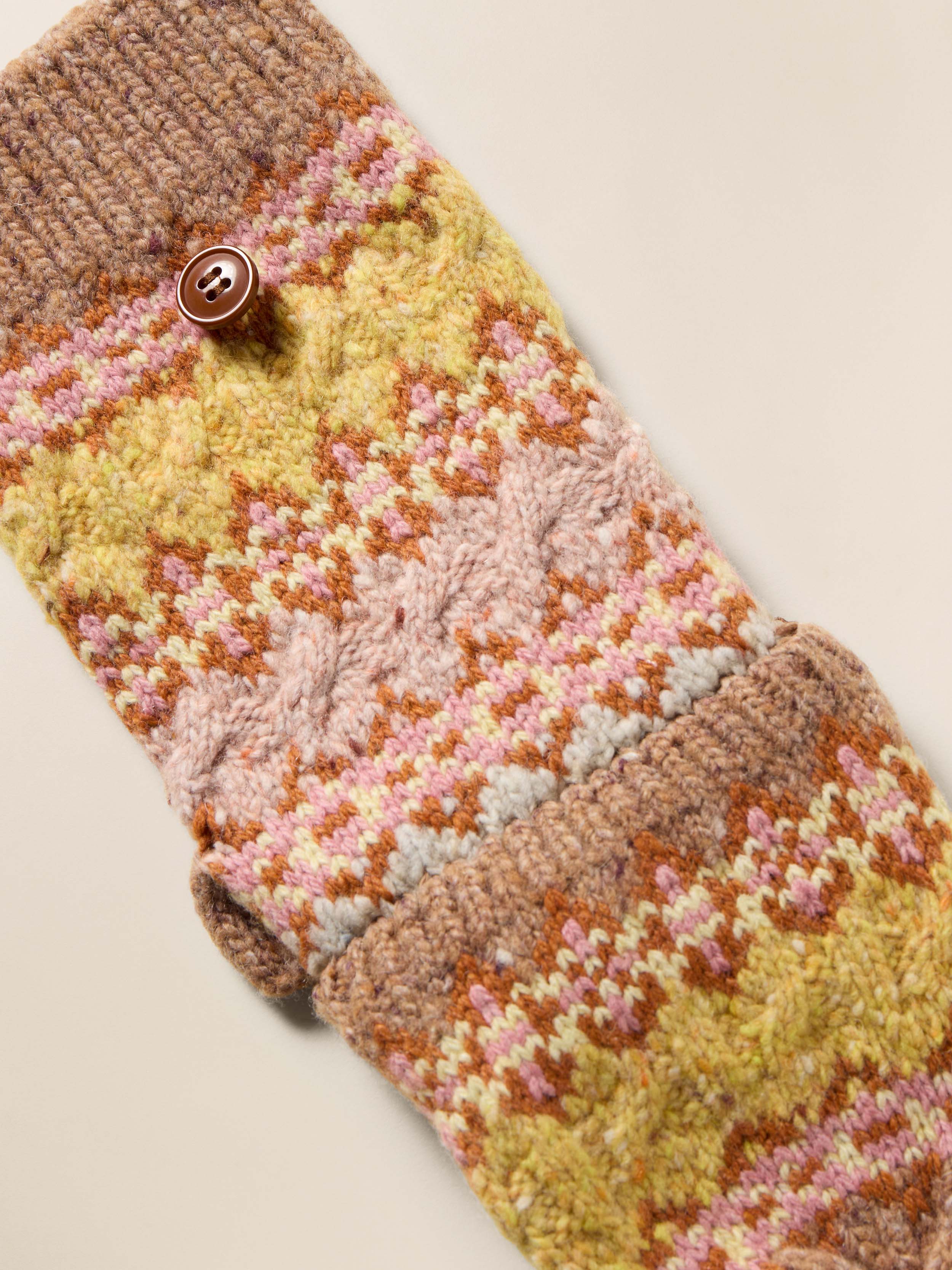 Highland Fairisle Pop Top Mitten - Haze