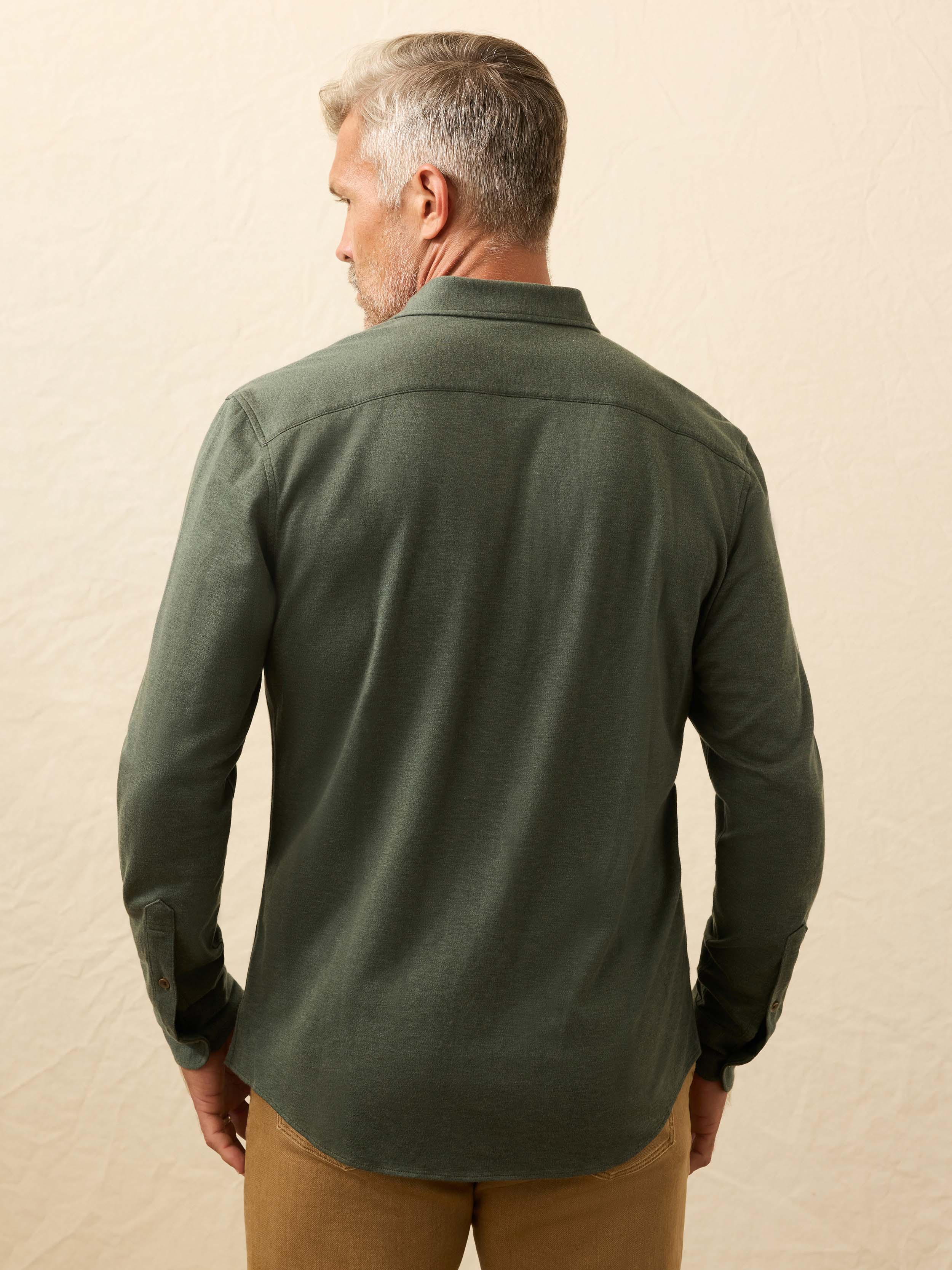 Coastline Knit Shirt - Forest Heather Twill