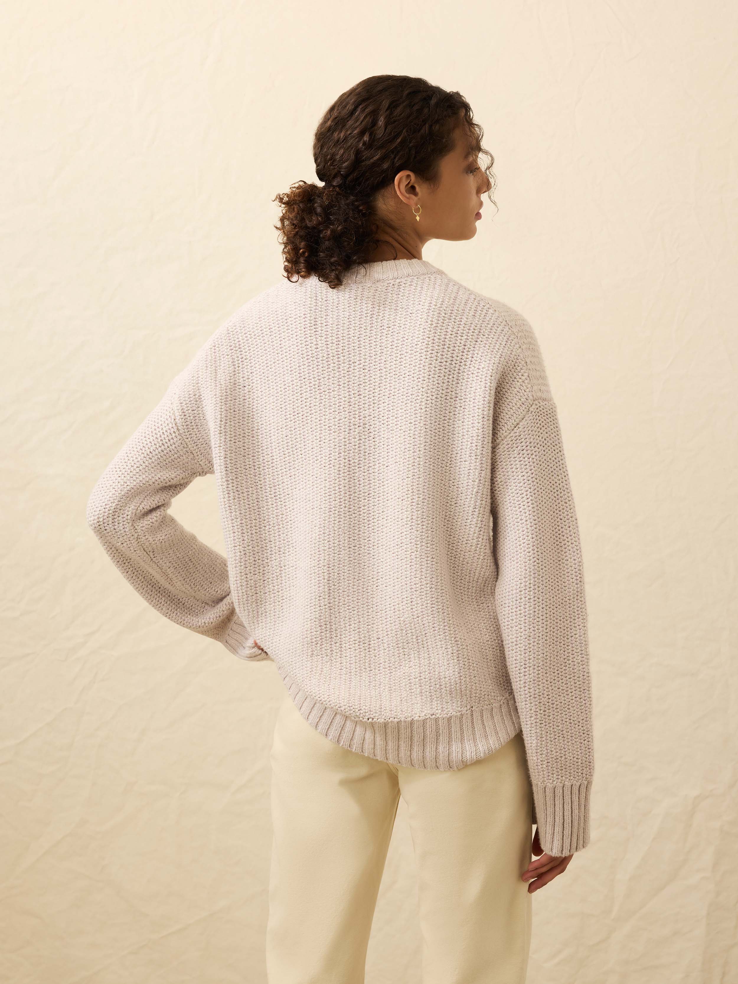 Heirloom Cotton Relaxed Crew - Seafog Stripe