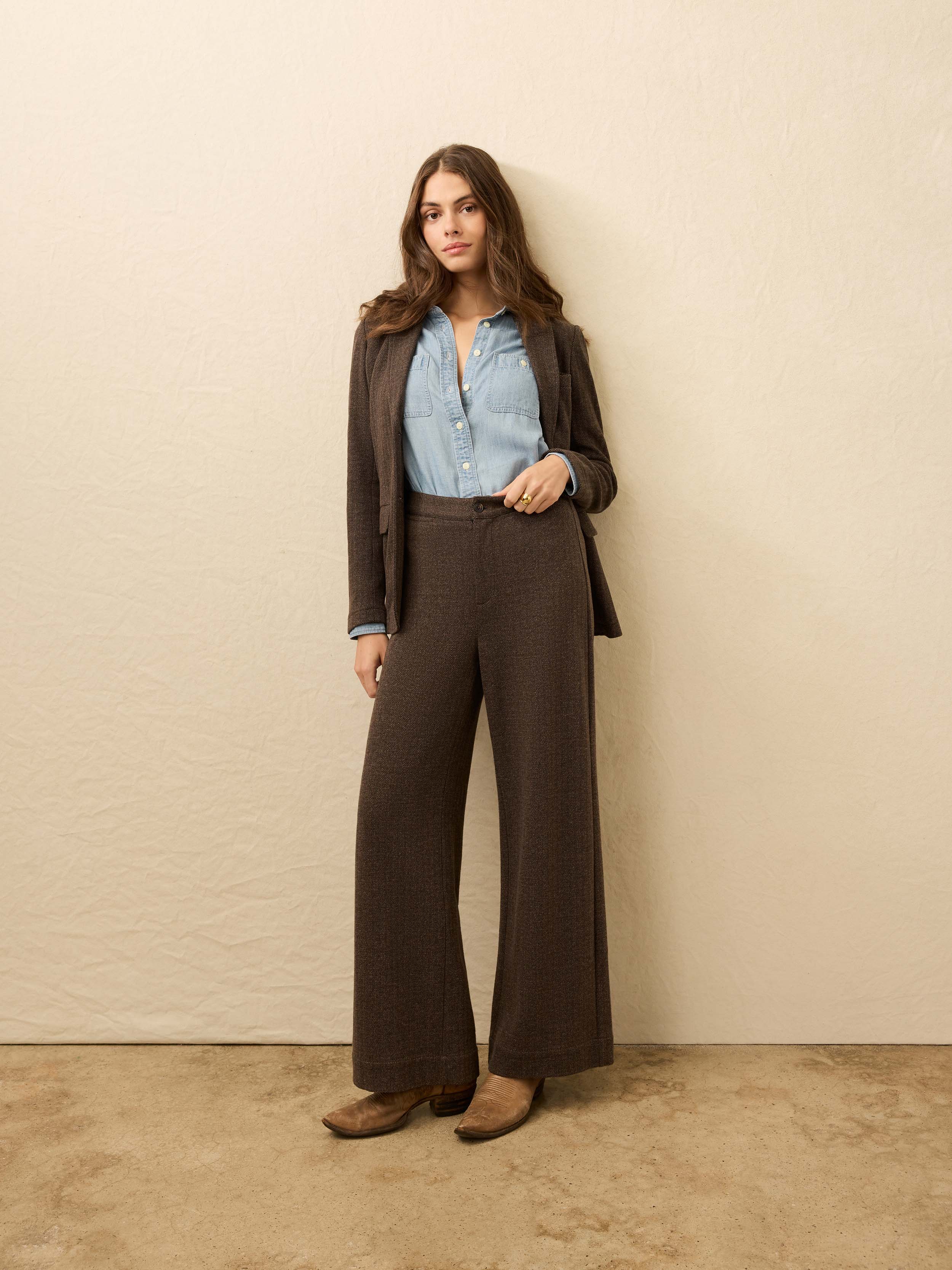 Inlet Knit Tweed Trouser - Woodland Herringbone