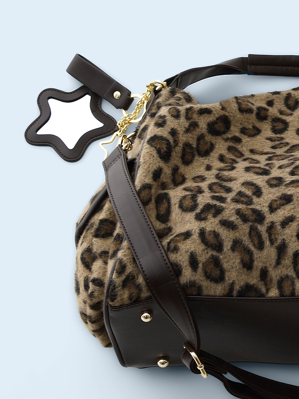 Wool Leopard Pillow Bag Beige