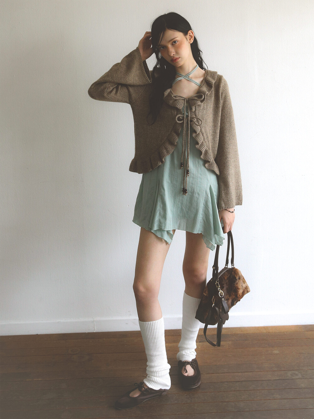 Eco Fur Dumpling Bag Brown