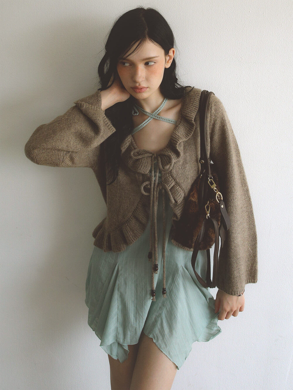 Eco Fur Dumpling Bag Brown