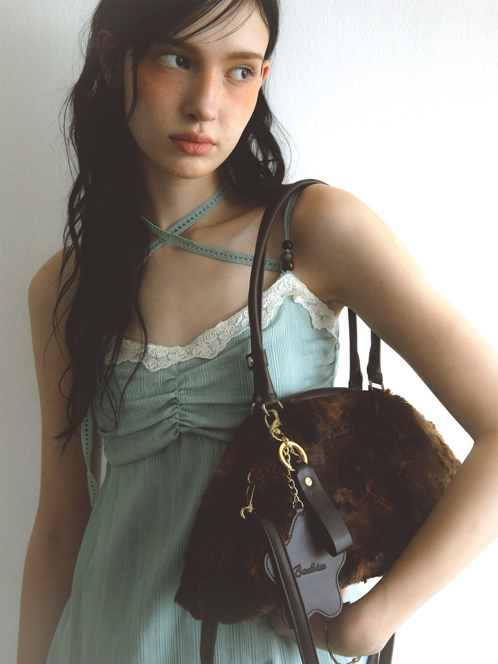 Eco Fur Dumpling Bag Brown