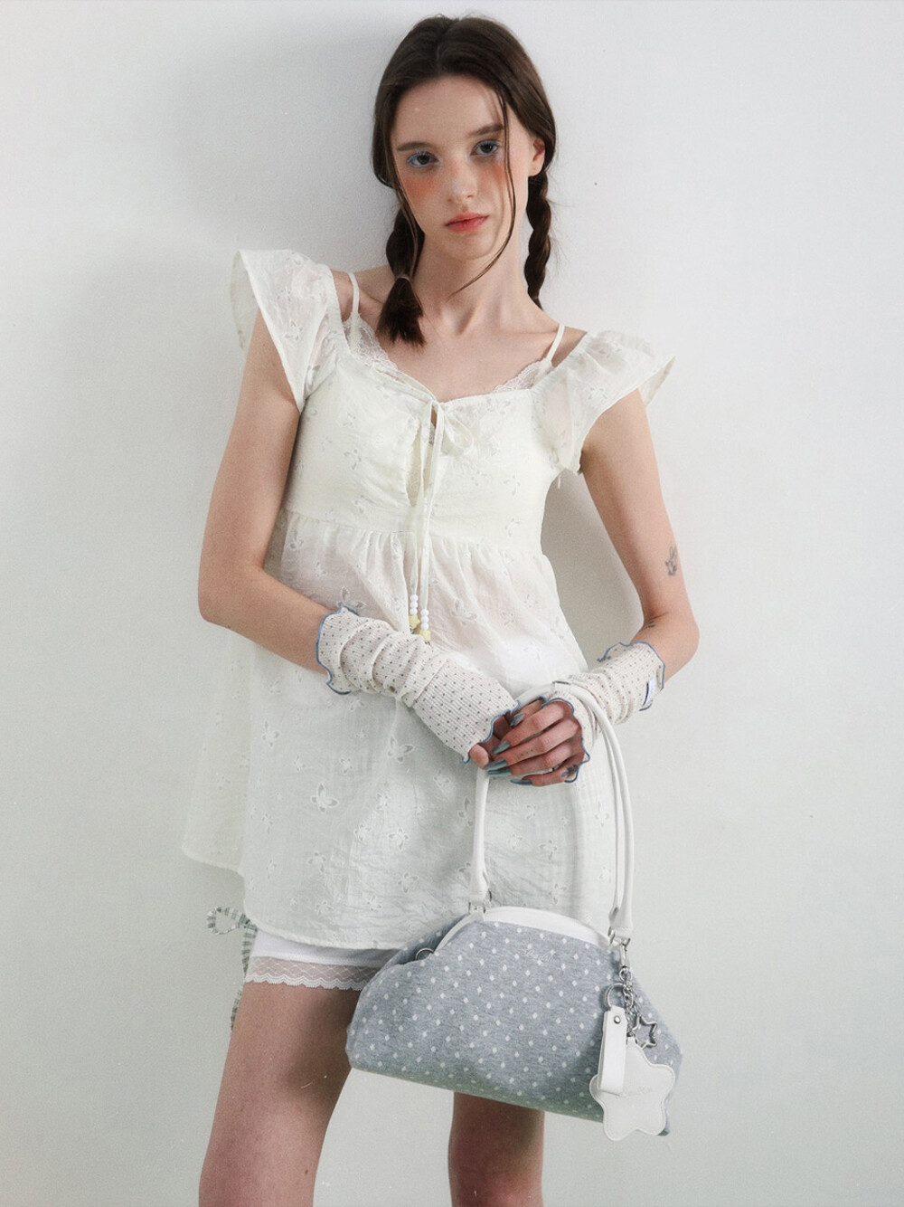 Dot Cozy Dumpling Bag Gray