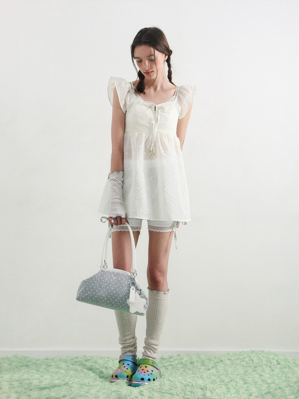 Dot Cozy Dumpling Bag Gray