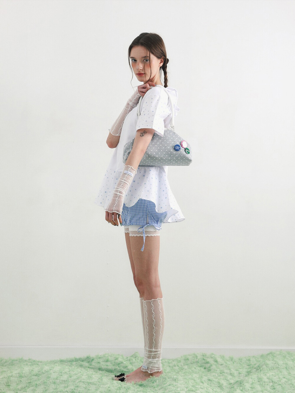 Dot Cozy Dumpling Bag Gray