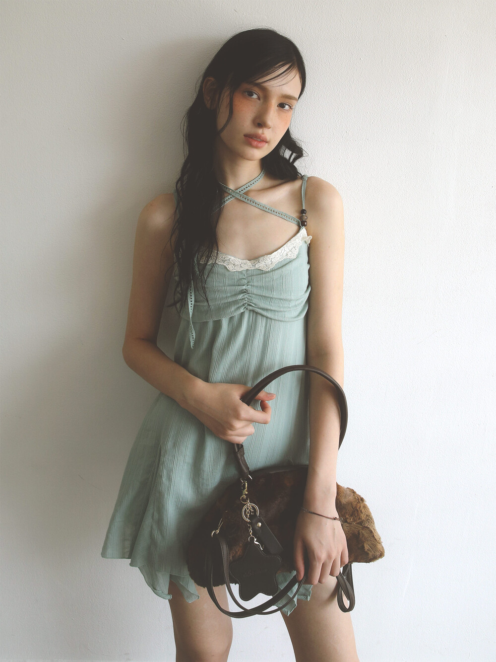 Eco Fur Dumpling Bag Brown