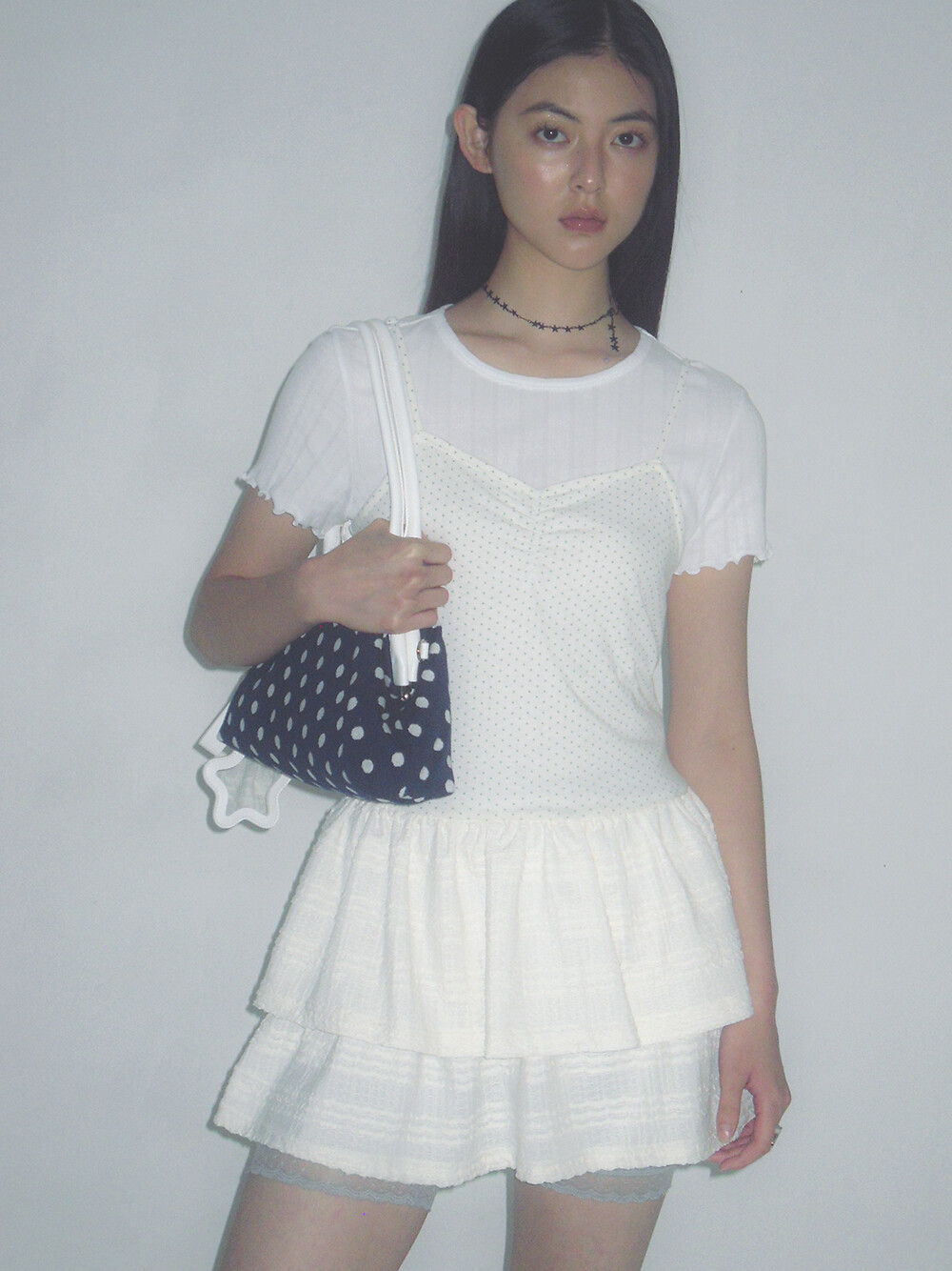 Dot Cozy Dumpling Bag Navy