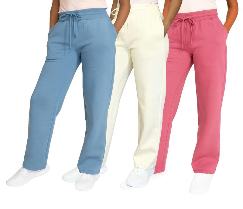 Women's Multi Pack Heavyweight Wide Leg Loose-Fit Fleece Sweatpants (S-2XL)