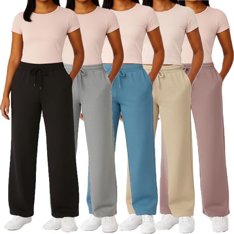 Women's Multi Pack Heavyweight Wide Leg Loose-Fit Fleece Sweatpants (S-2XL)