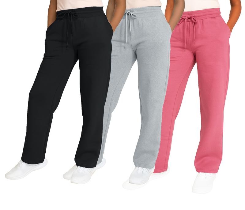 Women's Multi Pack Heavyweight Wide Leg Loose-Fit Fleece Sweatpants (S-2XL)