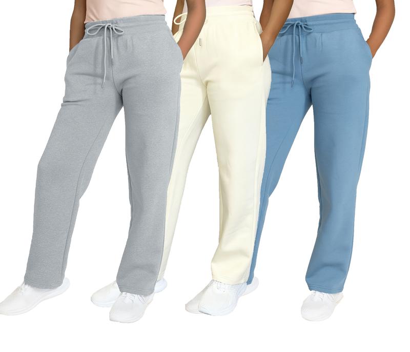 Women's Multi Pack Heavyweight Wide Leg Loose-Fit Fleece Sweatpants (S-2XL)