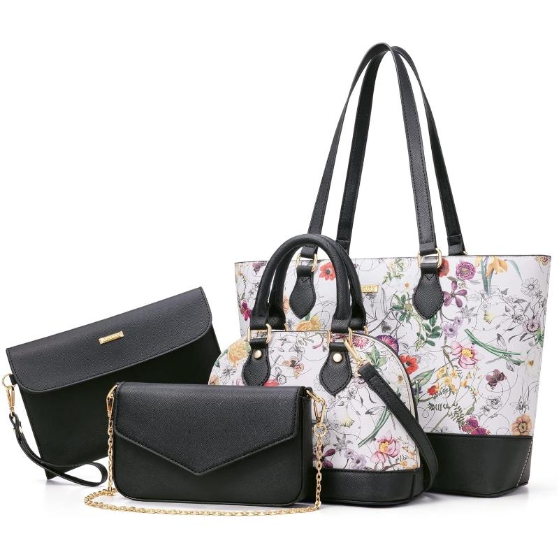 BAGSURE 4PCS Women’s Purse Set – Fashion Tote, Crossbody & Wallet Combo, Elegant Handbags Perfect Gift For Christmas Durable Organizer