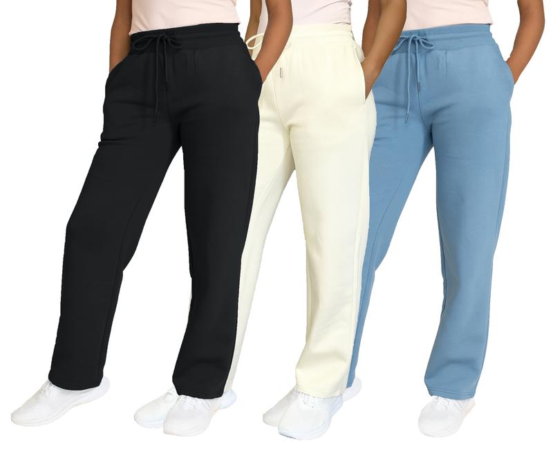 Women's Multi Pack Heavyweight Wide Leg Loose-Fit Fleece Sweatpants (S-2XL)