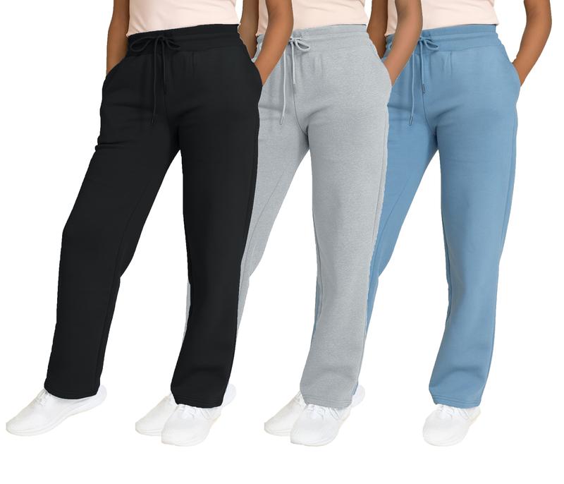 Women's Multi Pack Heavyweight Wide Leg Loose-Fit Fleece Sweatpants (S-2XL)
