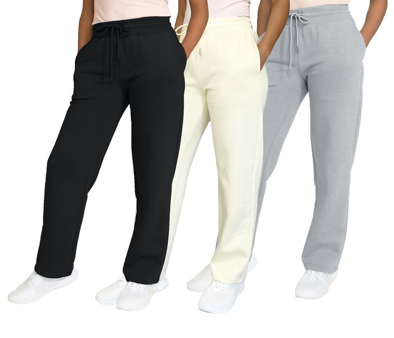 Women's Multi Pack Heavyweight Wide Leg Loose-Fit Fleece Sweatpants (S-2XL)