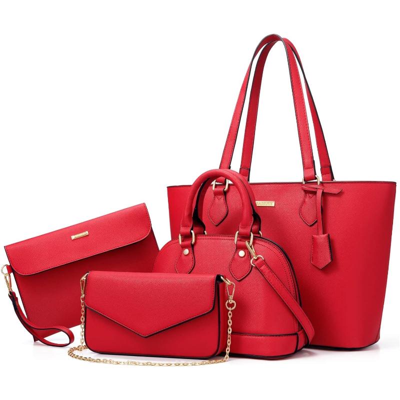 BAGSURE 4PCS Women’s Purse Set – Fashion Tote, Crossbody & Wallet Combo, Elegant Handbags Perfect Gift For Christmas Durable Organizer