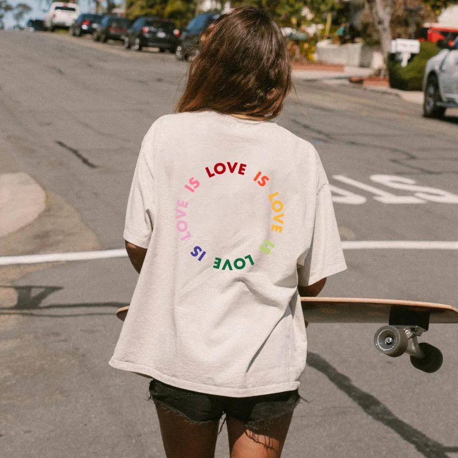 Unisex Love Is Love Print Loose T-Shirt
