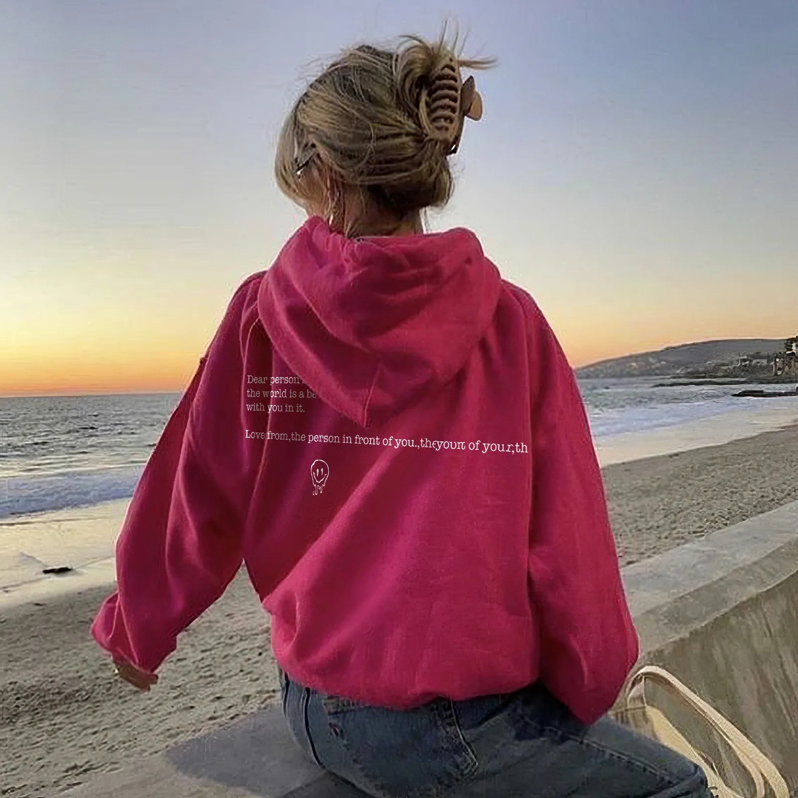 Dear Person Behind Me,The World Is A Better Place With You In It Print Hoodie