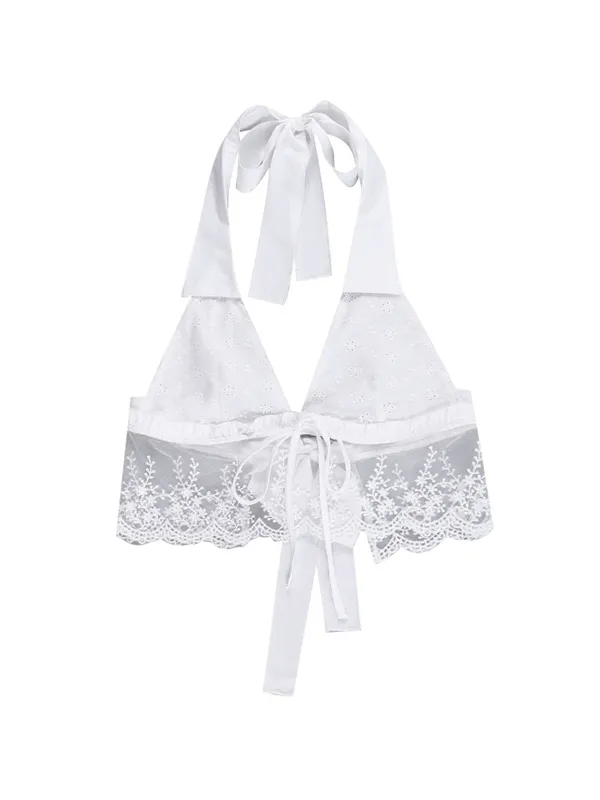 Lace Stitching Lace Short Tank Top