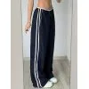 Street Ribbon Contrast Color Wide Leg Pants